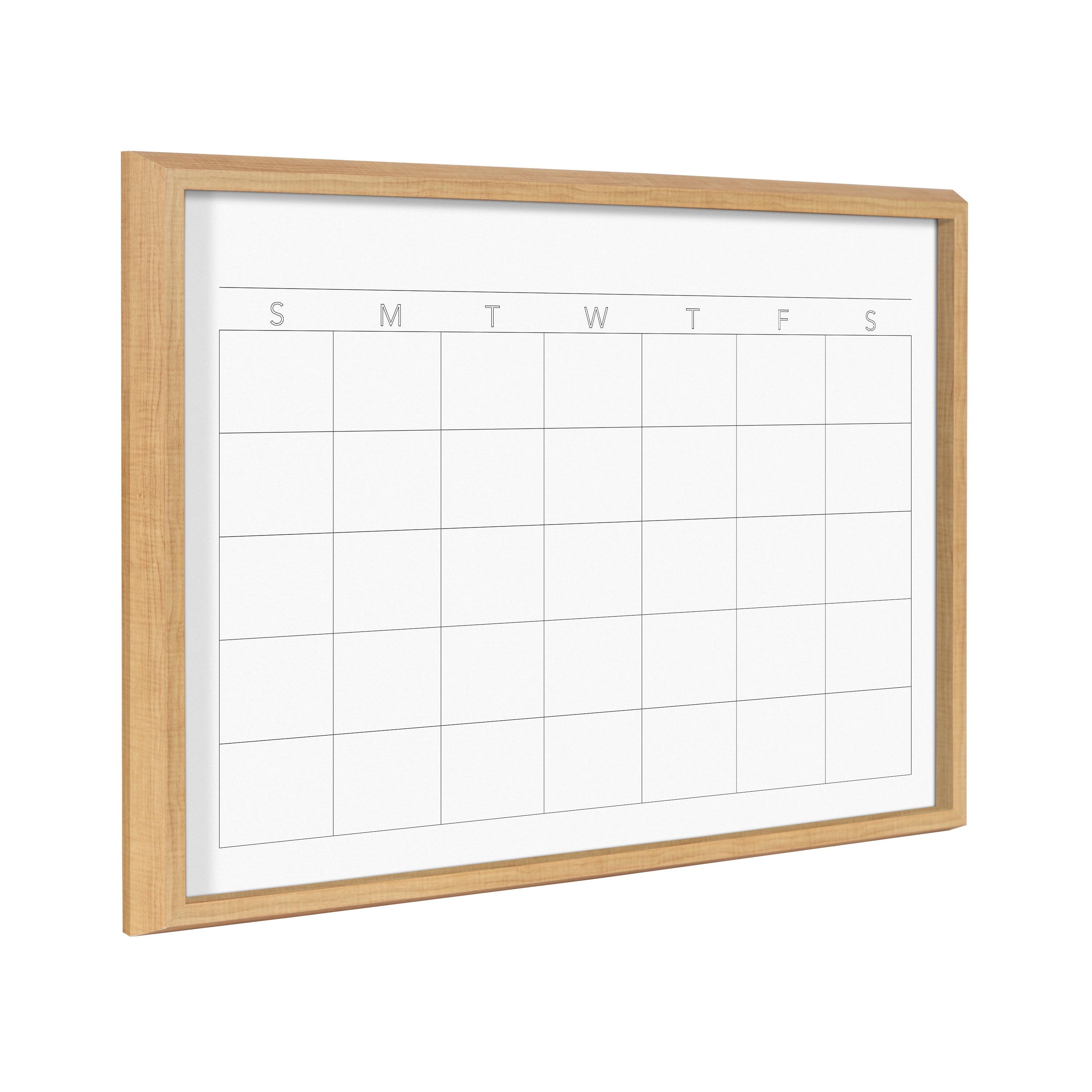 Natural Wood Framed 18" x 24" Glass Dry Erase Calendar