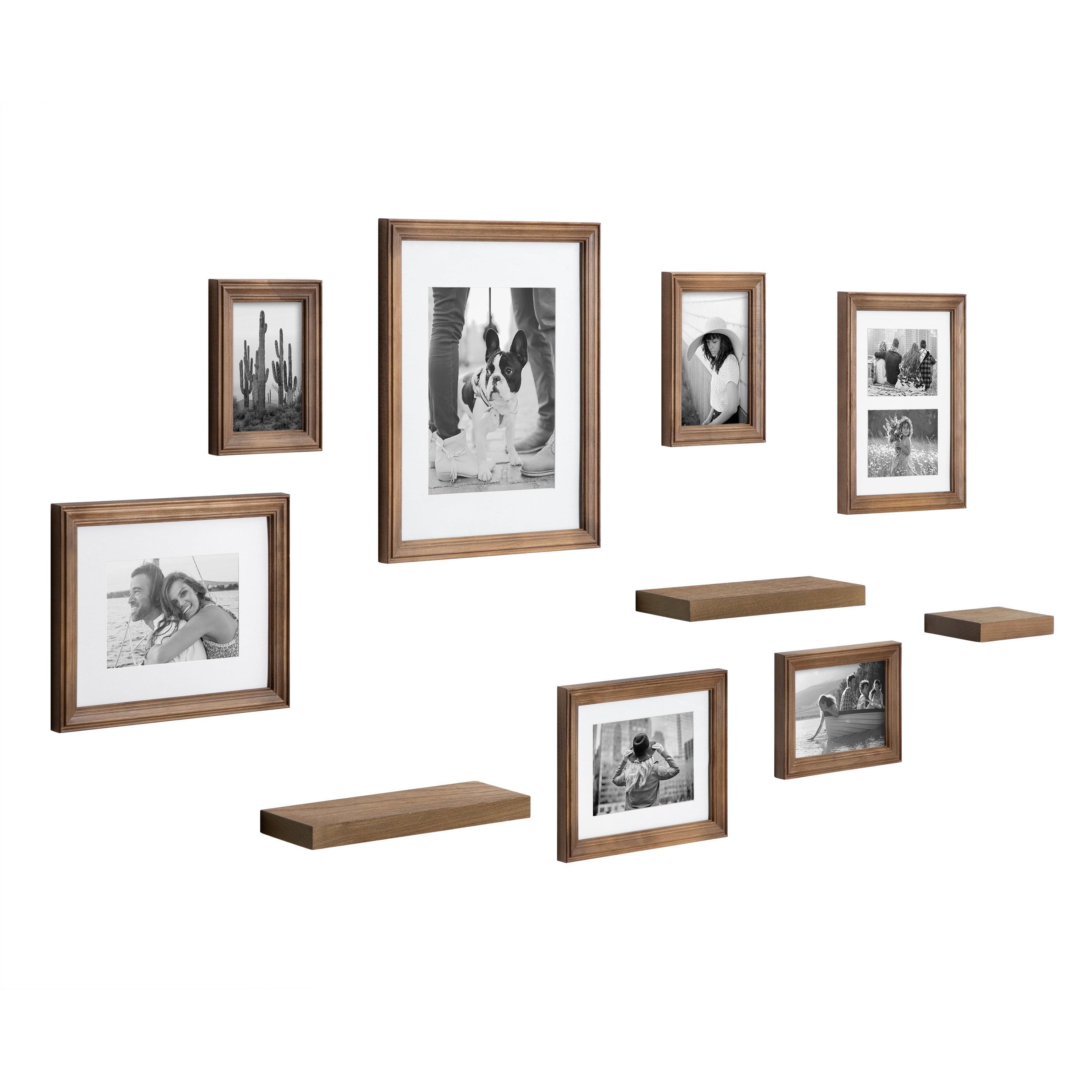 10pc Bordeaux Frame Box Set Natural: Wall Gallery Kit, Wood Shelves, Multi-Size Frames - Kate & Laurel All Things Decor