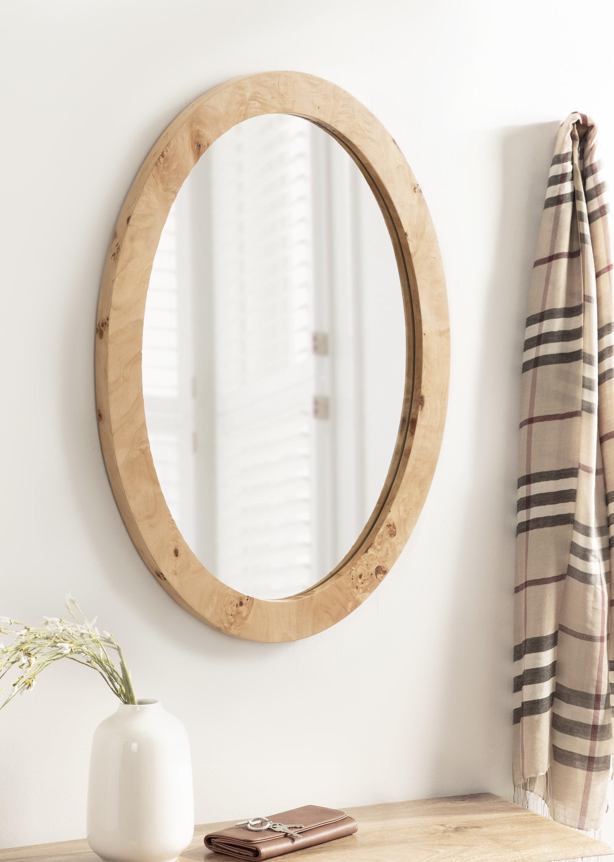 Natural Burlwood Oval Vanity Wall Mirror 22" x 28"