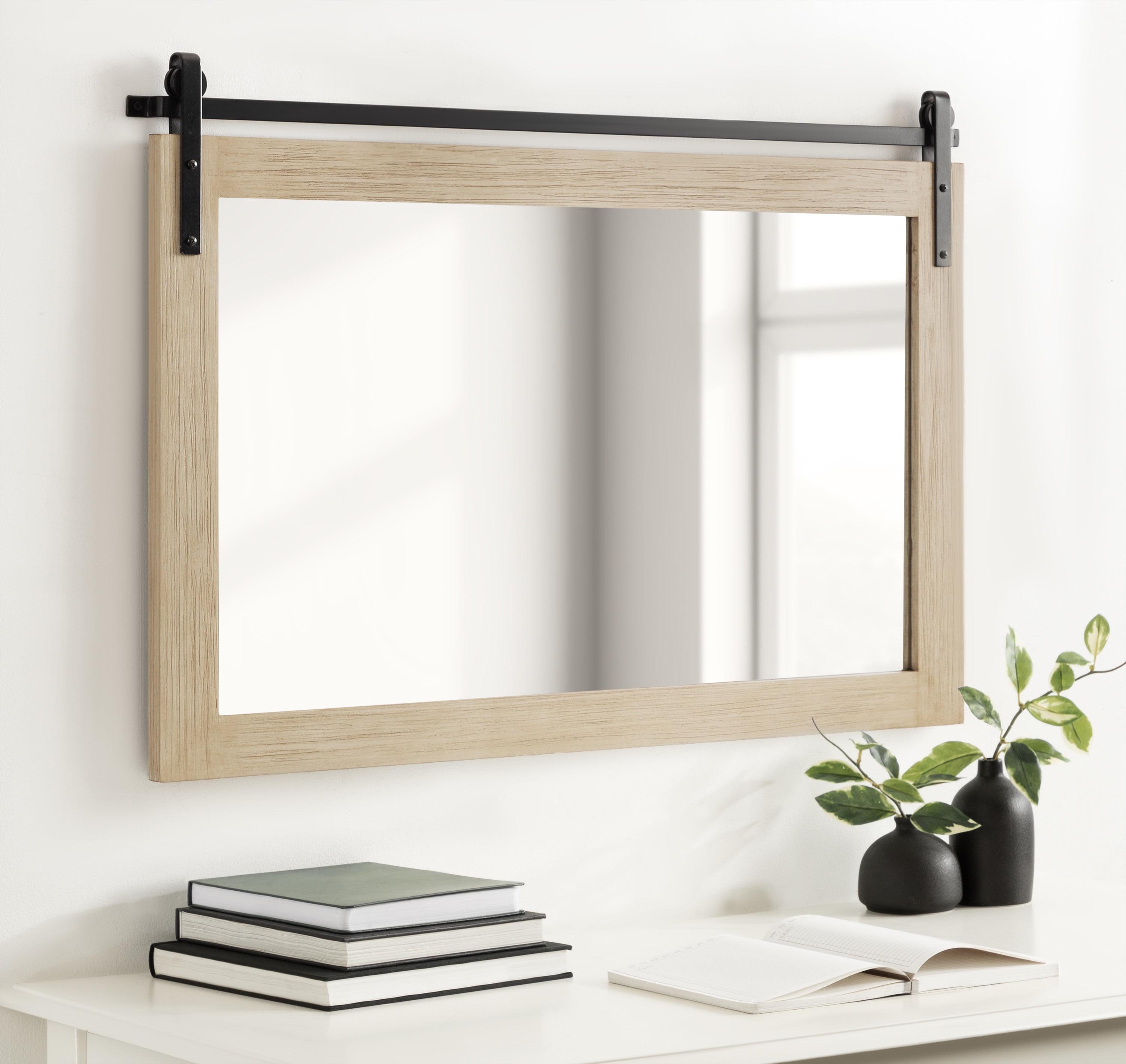 Kate & Laurel All Things Decor 38"x27" Cates Rustic Wall Mirror Natural: Transitional Farmhouse Style, No Assembly Required