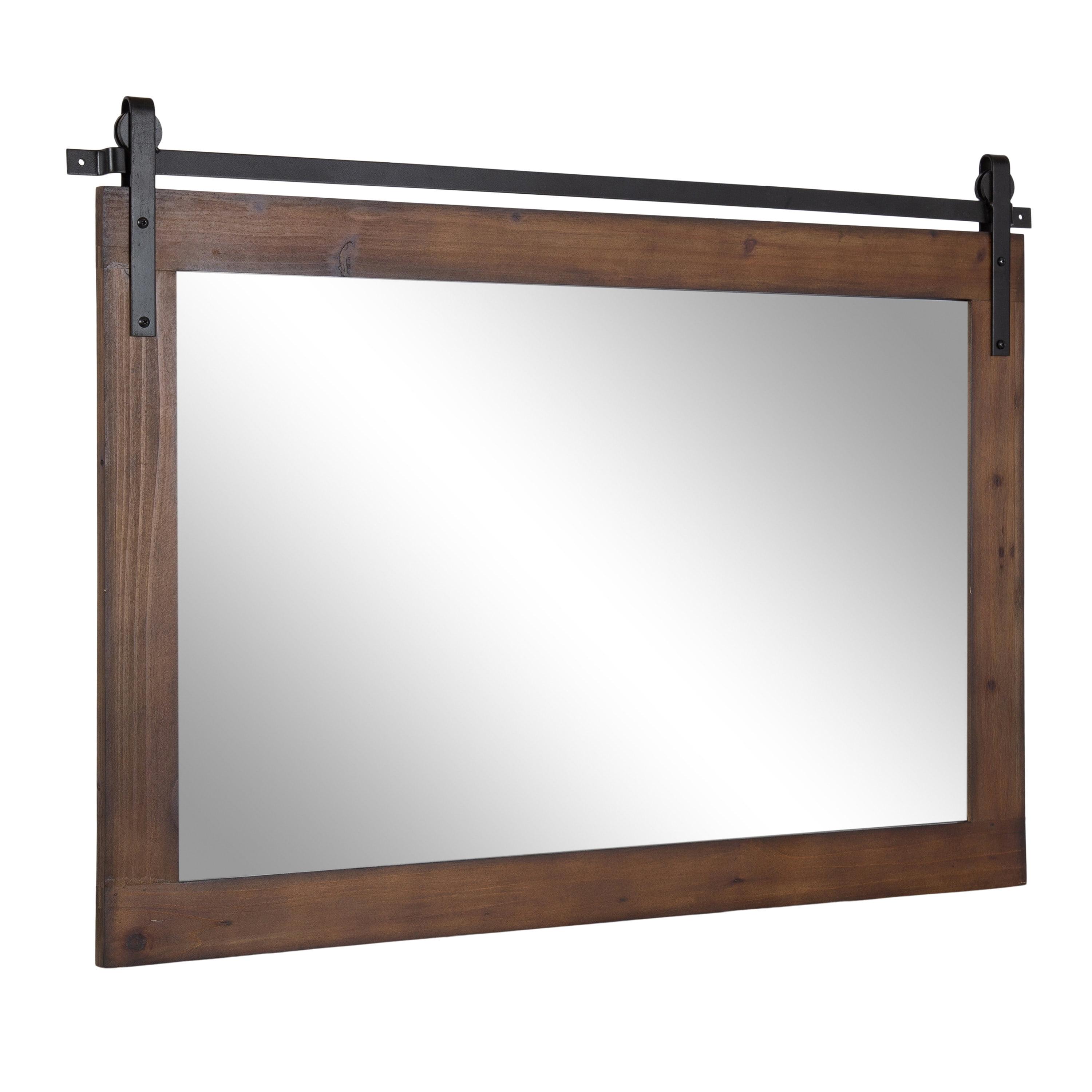 Kate and Laurel Cates Wood Rectangle Mirror, 38x27, Walnut Brown