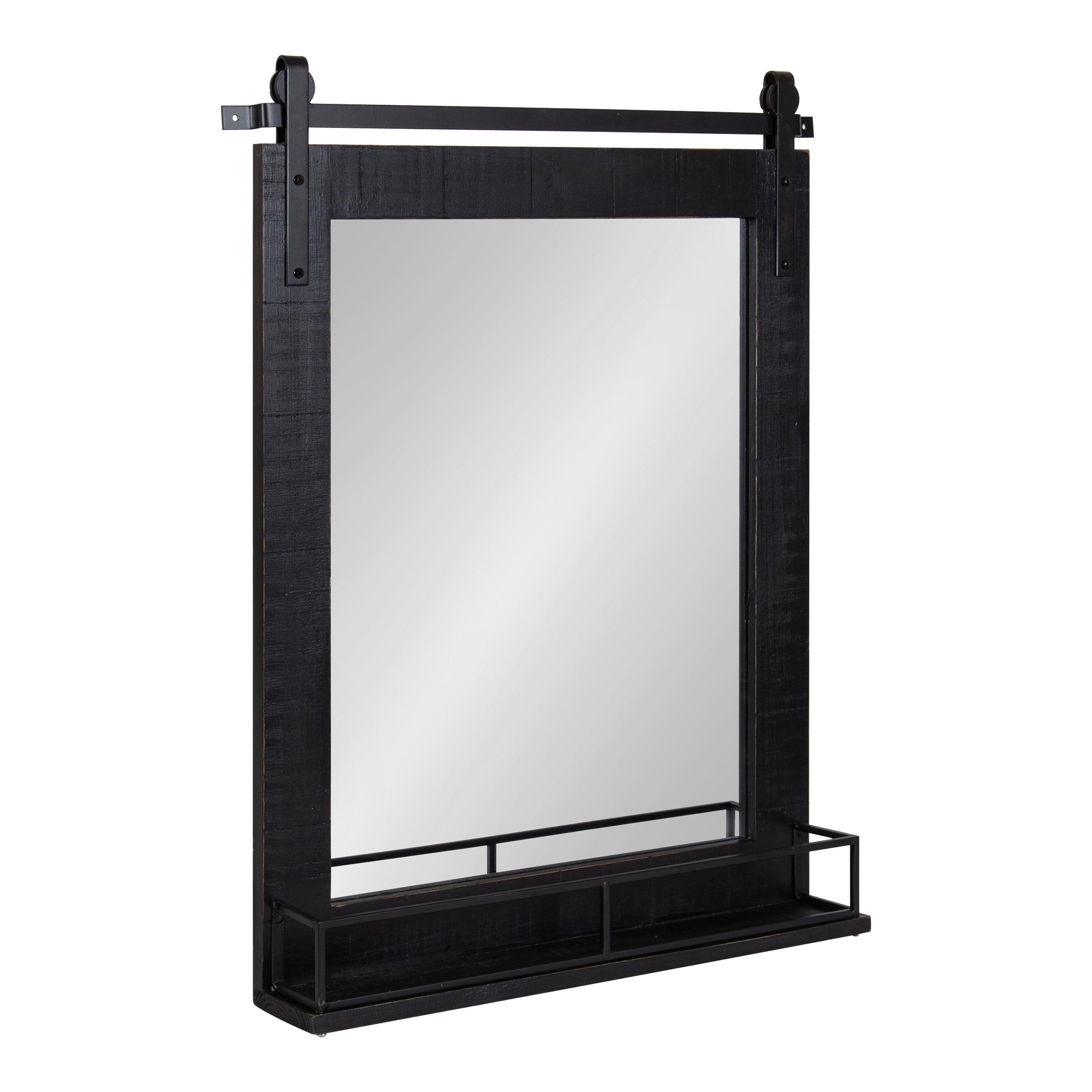 24" x 31" Cates Framed Wall Mirror with Shelf Black - Kate & Laurel All Things Decor: Modern Rectangular, No Assembly Required