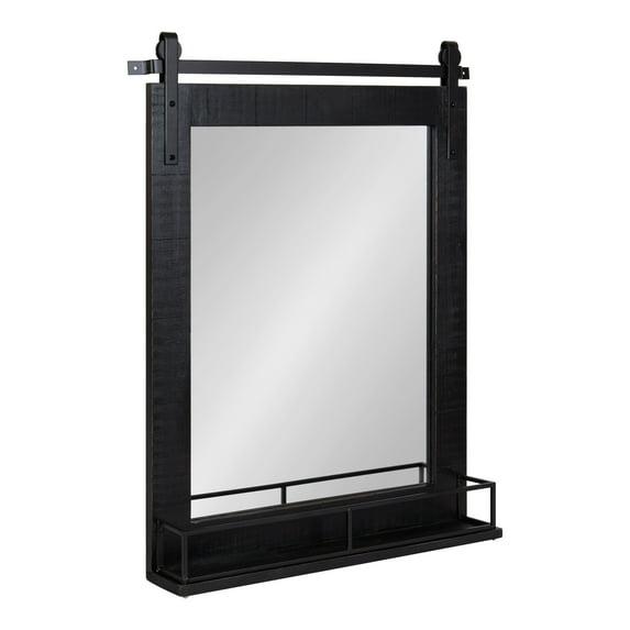 24" x 31" Cates Framed Wall Mirror with Shelf Black - Kate & Laurel All Things Decor: Modern Rectangular, No Assembly Required