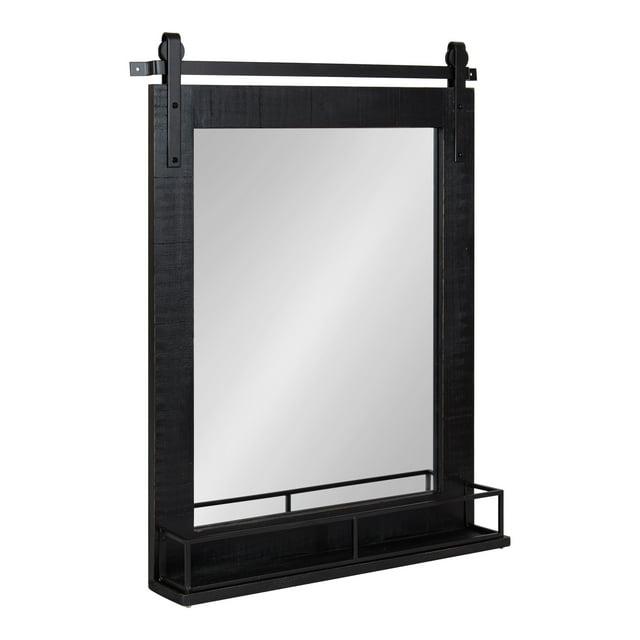 24" x 31" Cates Framed Wall Mirror with Shelf Black - Kate & Laurel All Things Decor: Modern Rectangular, No Assembly Required