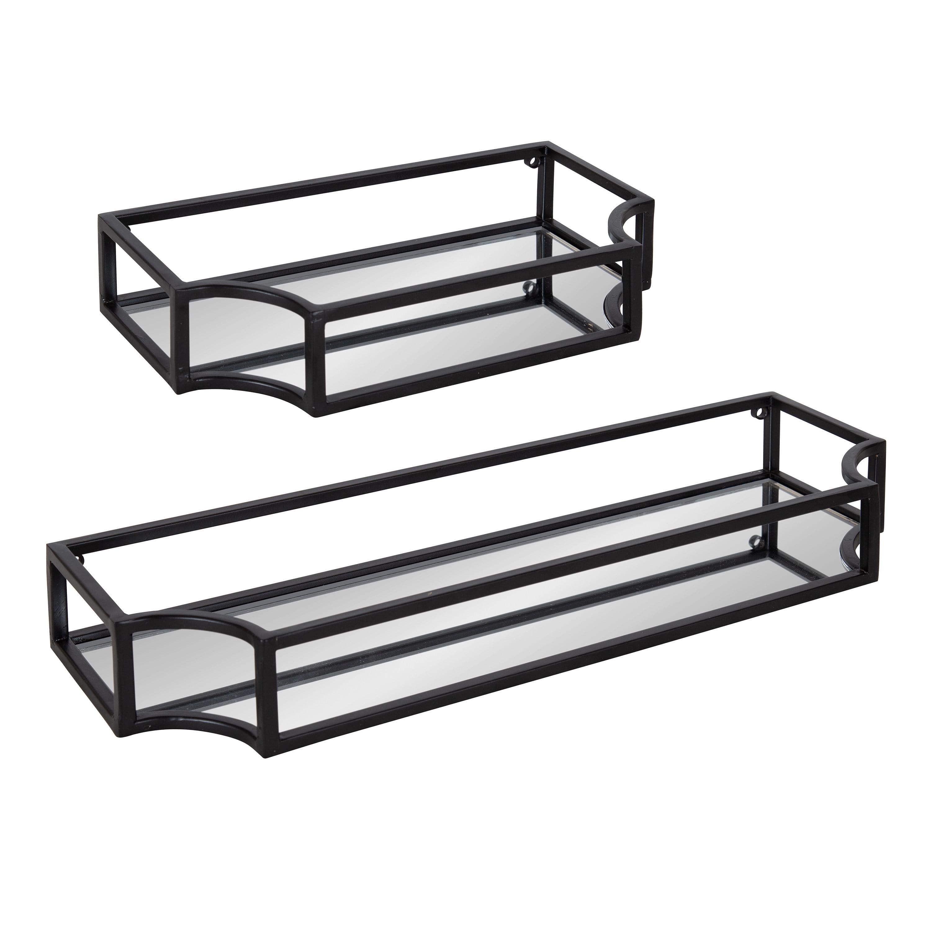 Kate and Laurel Ciel Scalloped Metal Floating Shelf, 2 Piece, Black