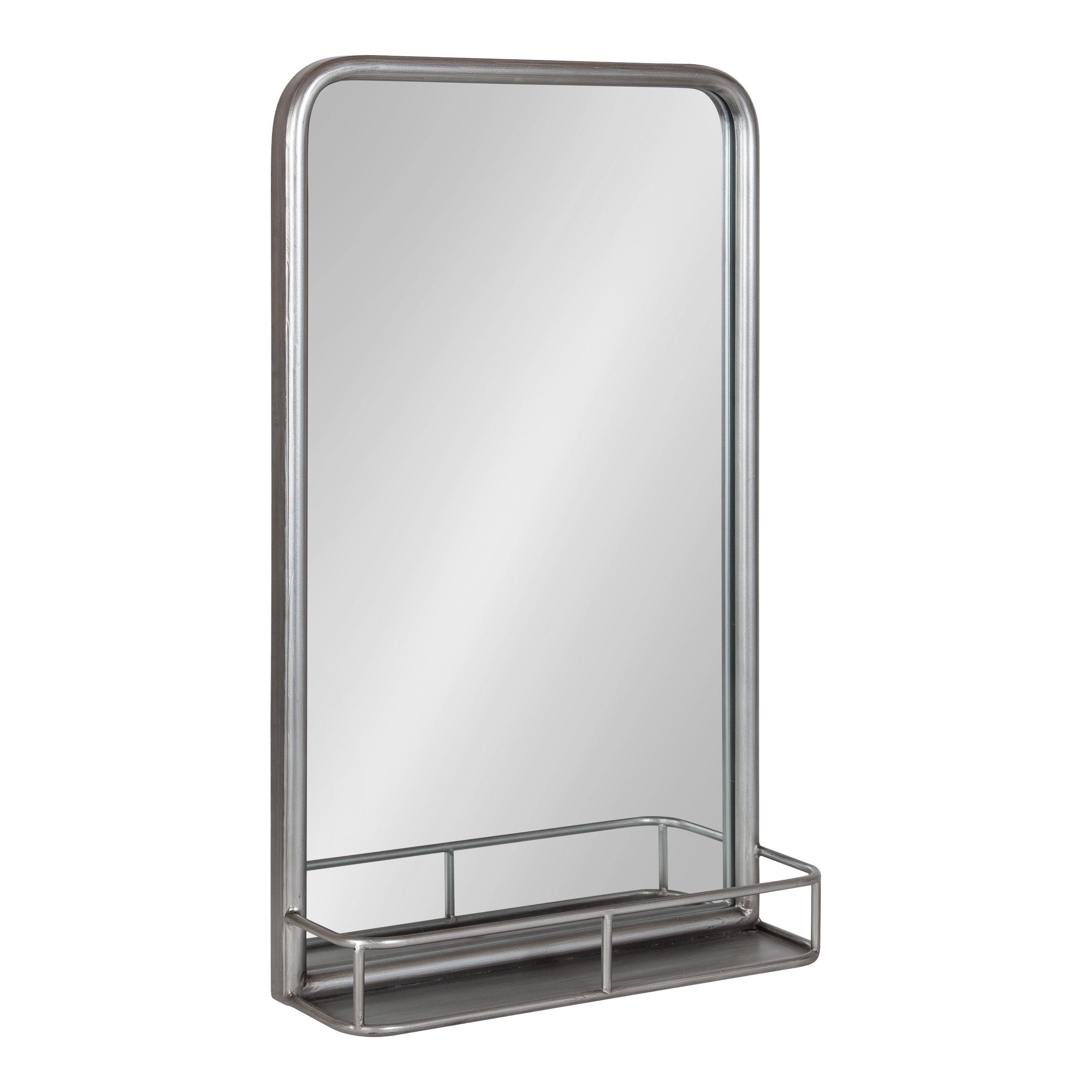 Kate and Laurel Estero Metal Framed Radius Rectangle Wall Mirror with Shelf