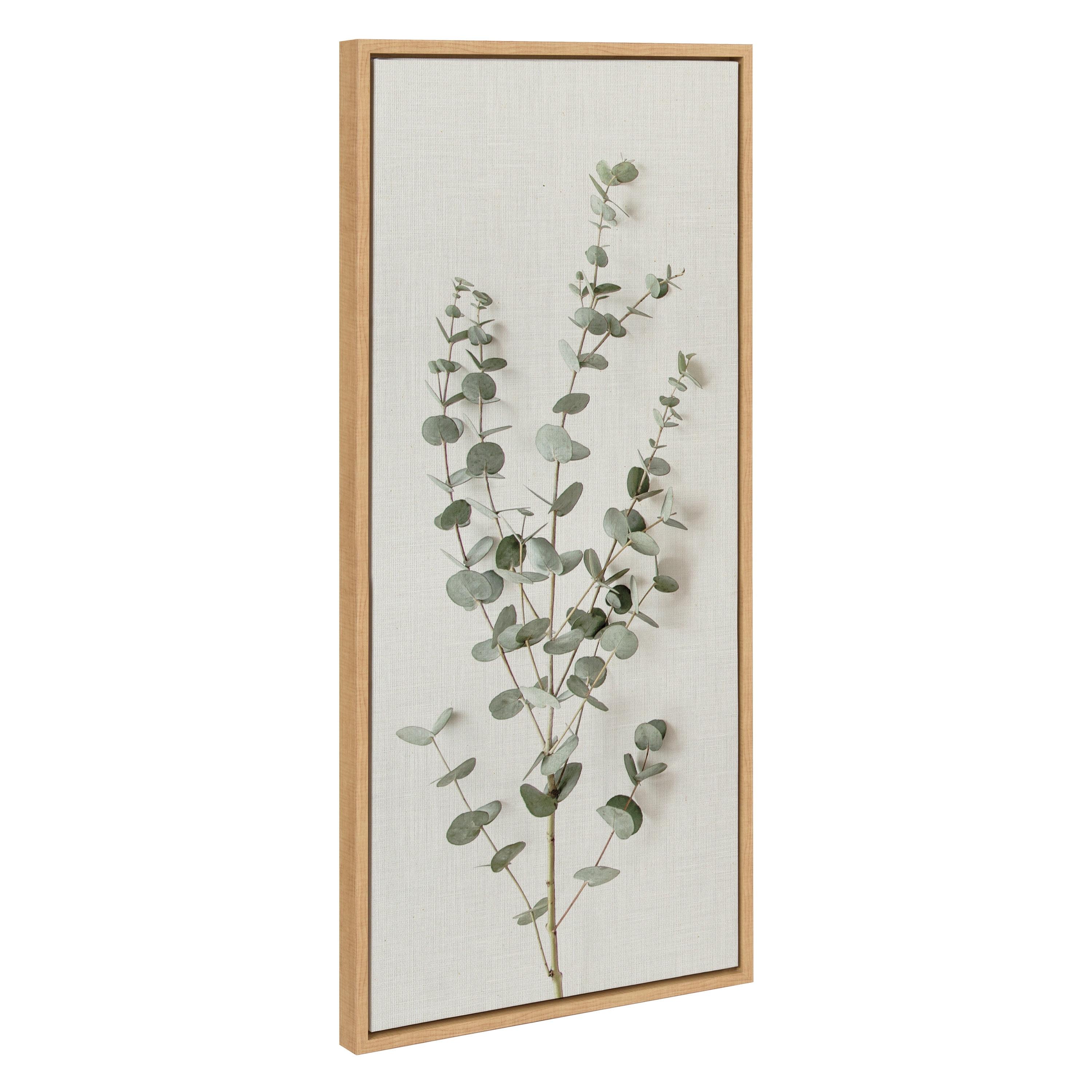 Kate and Laurel Sylvie Eucalyptus Botanical I Framed Canvas by The Creative Bunch Studio, 18x40, Natural