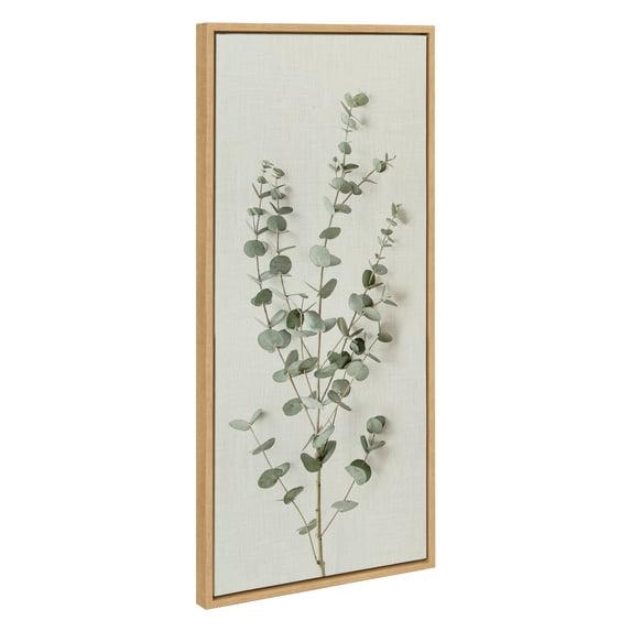 Kate and Laurel Sylvie Eucalyptus Botanical I Framed Canvas by The Creative Bunch Studio, 18x40, Natural