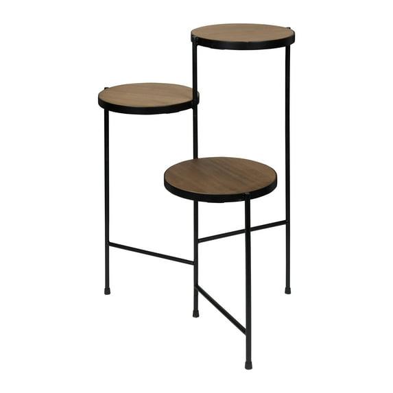 Kate and Laurel Fields Round Metal Plant Stand, 17x22x30, Black