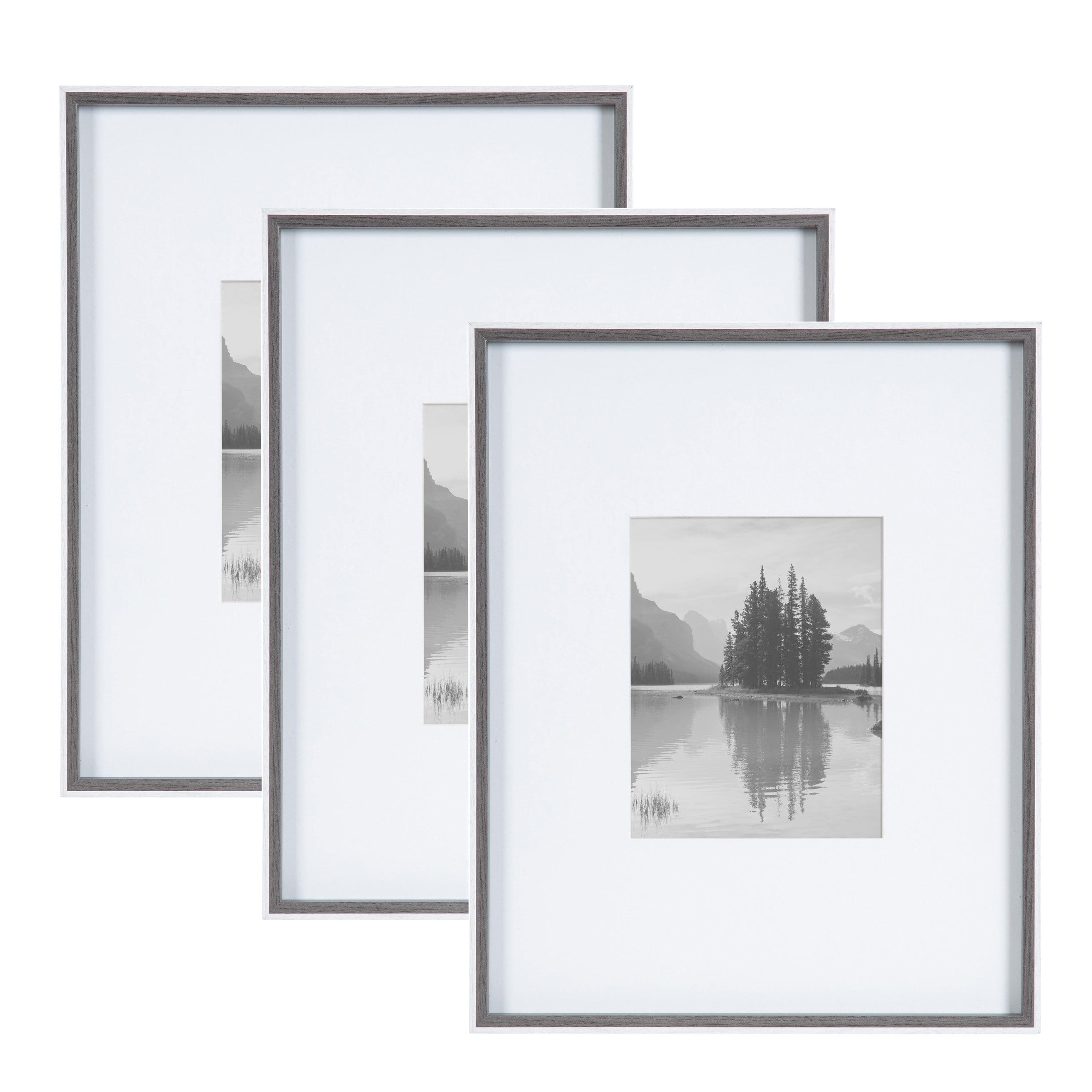 Kate & Laurel All Things Decor (Set of 3) 16"x20" Matted to 8"x10" Gibson Photo Frames Gray/White