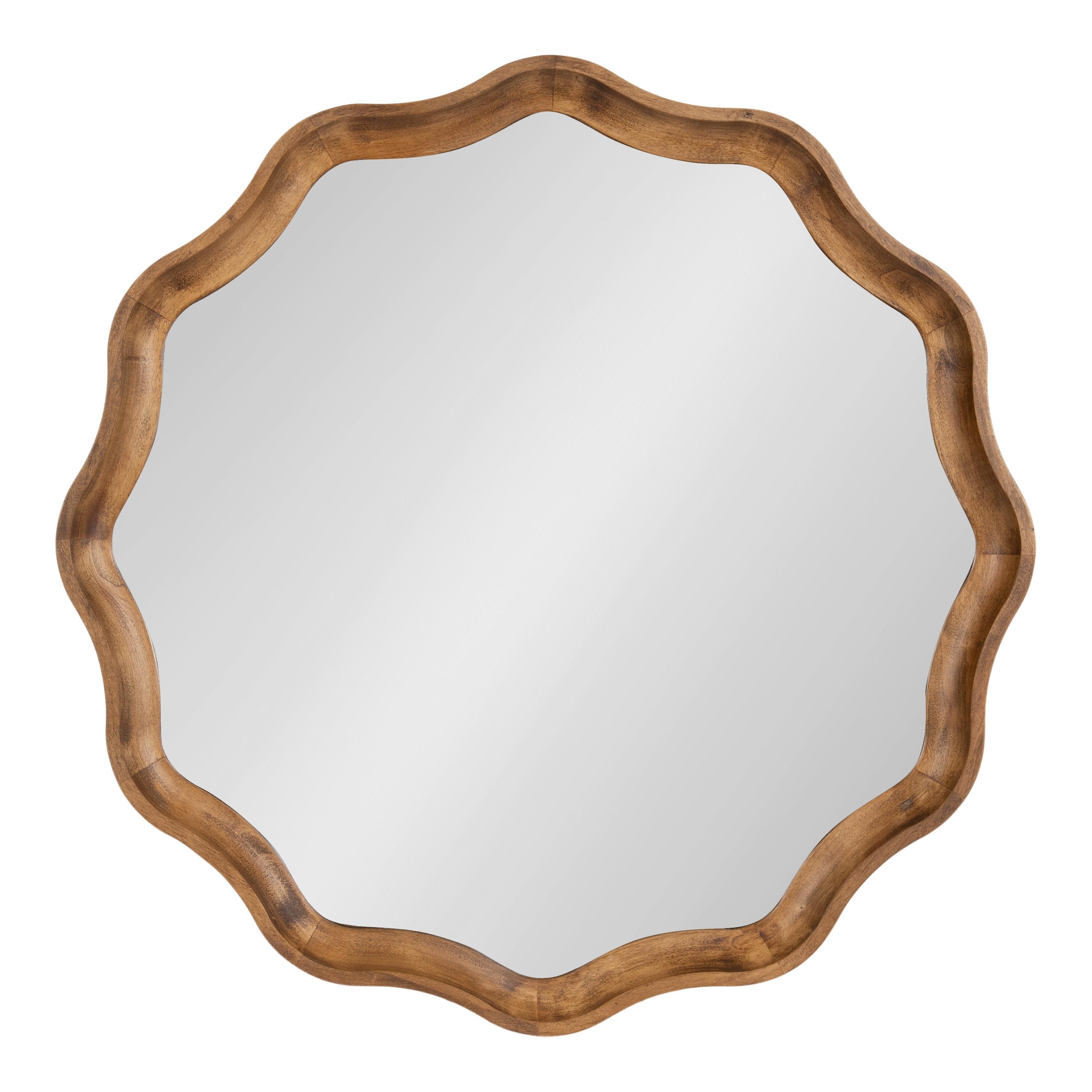 Kate & Laurel All Things Decor 28"x28" Hatherleigh Round Scallop Mirror: Wall Mount, Transitional Decor