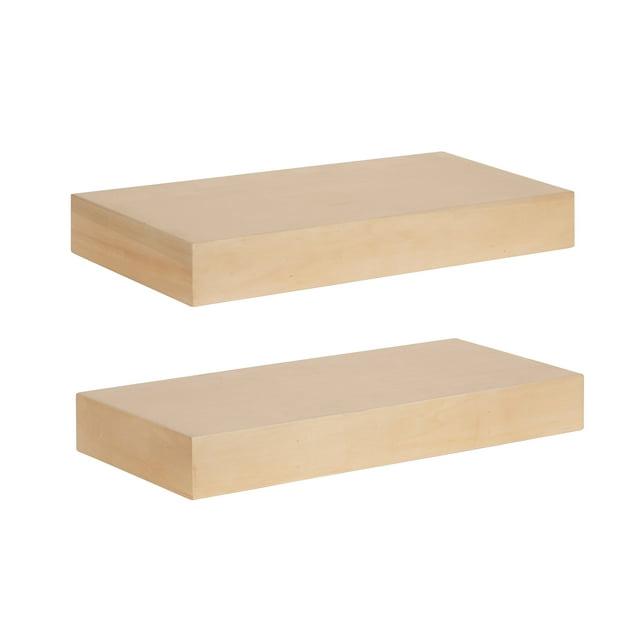 Kate and Laurel Havlock Rectangle MDF Floating Shelf, 2 Piece 18 Inch, Natural
