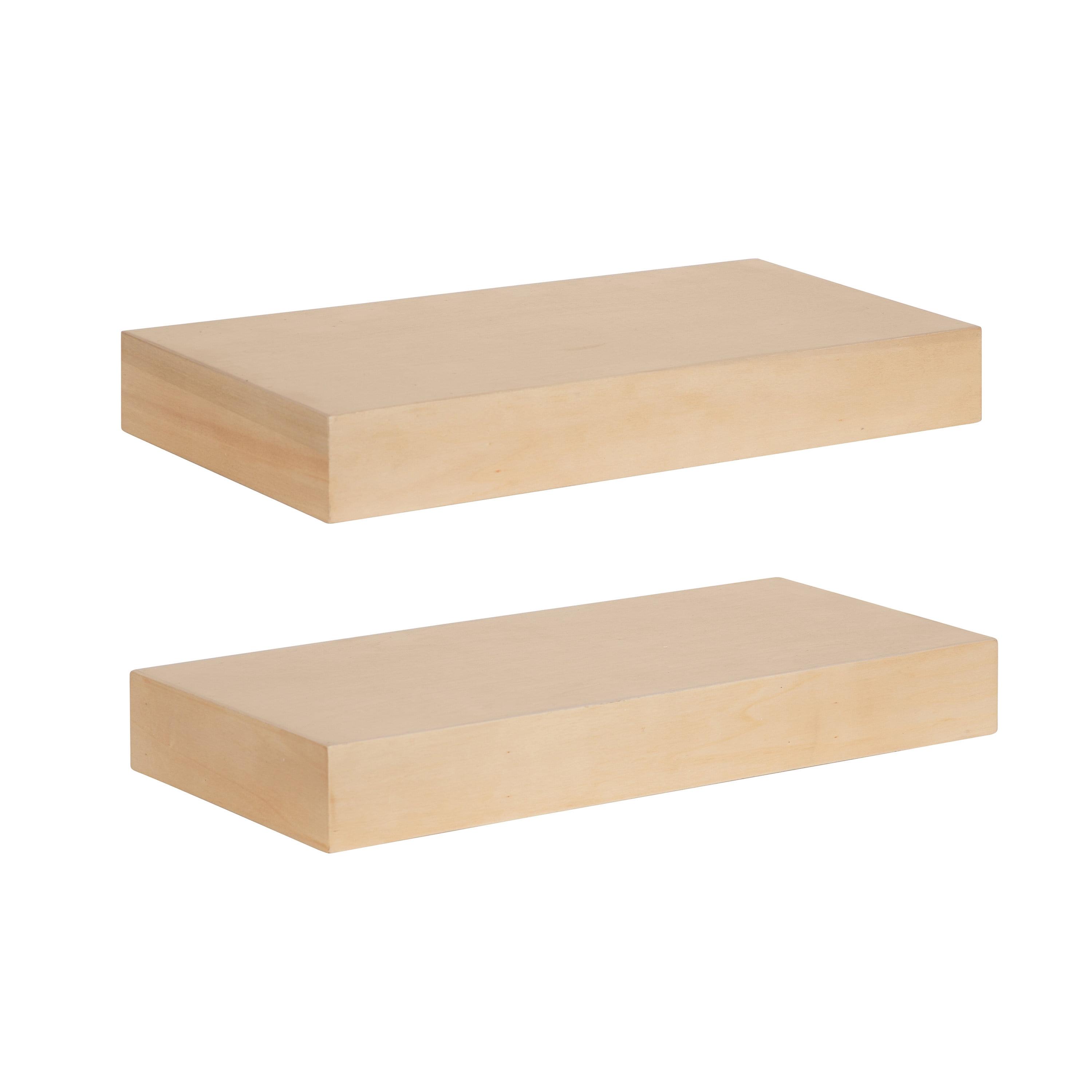 Kate and Laurel Havlock Rectangle MDF Floating Shelf, 2 Piece 18 Inch, Natural