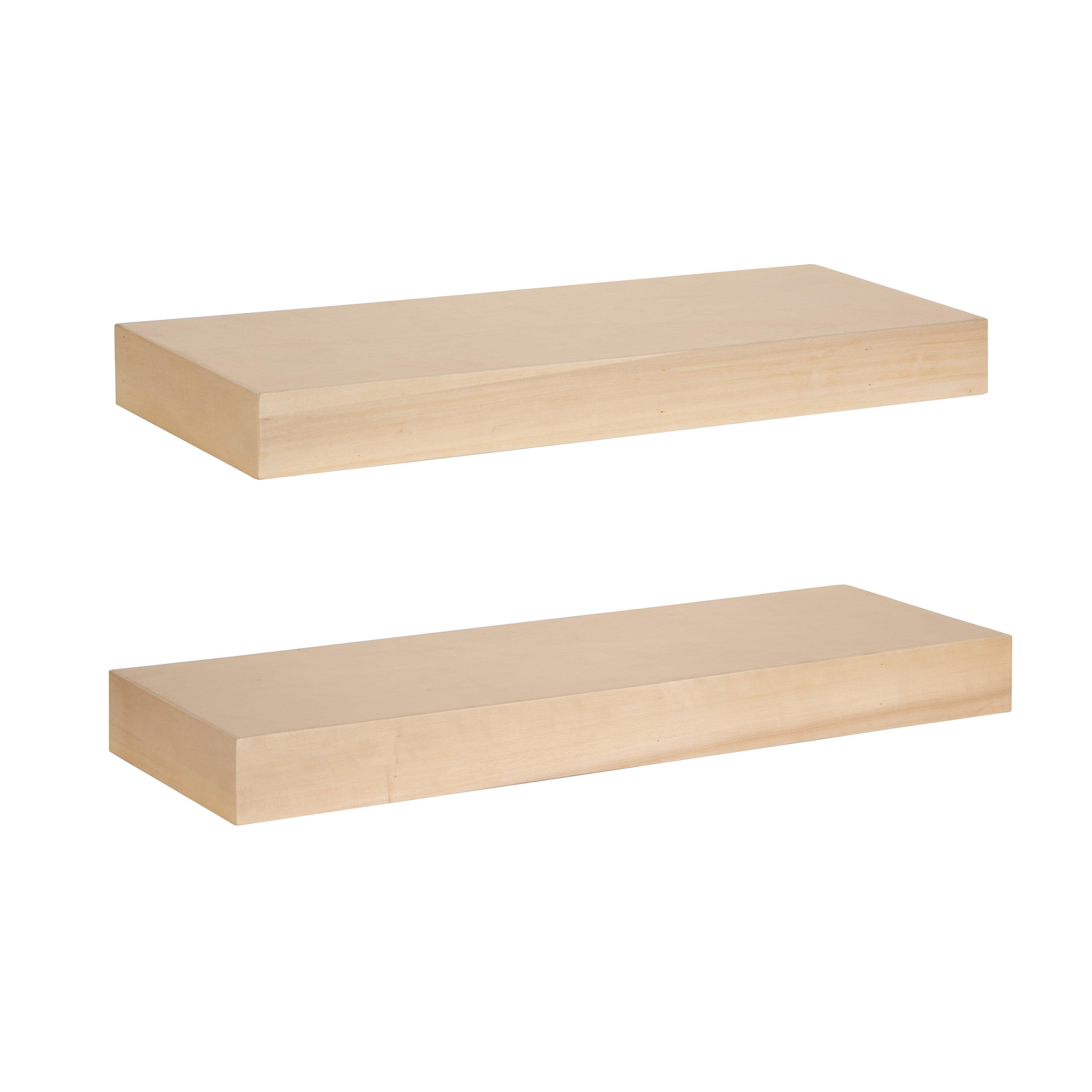 Kate and Laurel Havlock Rectangle MDF Floating Shelf, 2 Piece 24 Inch, Natural