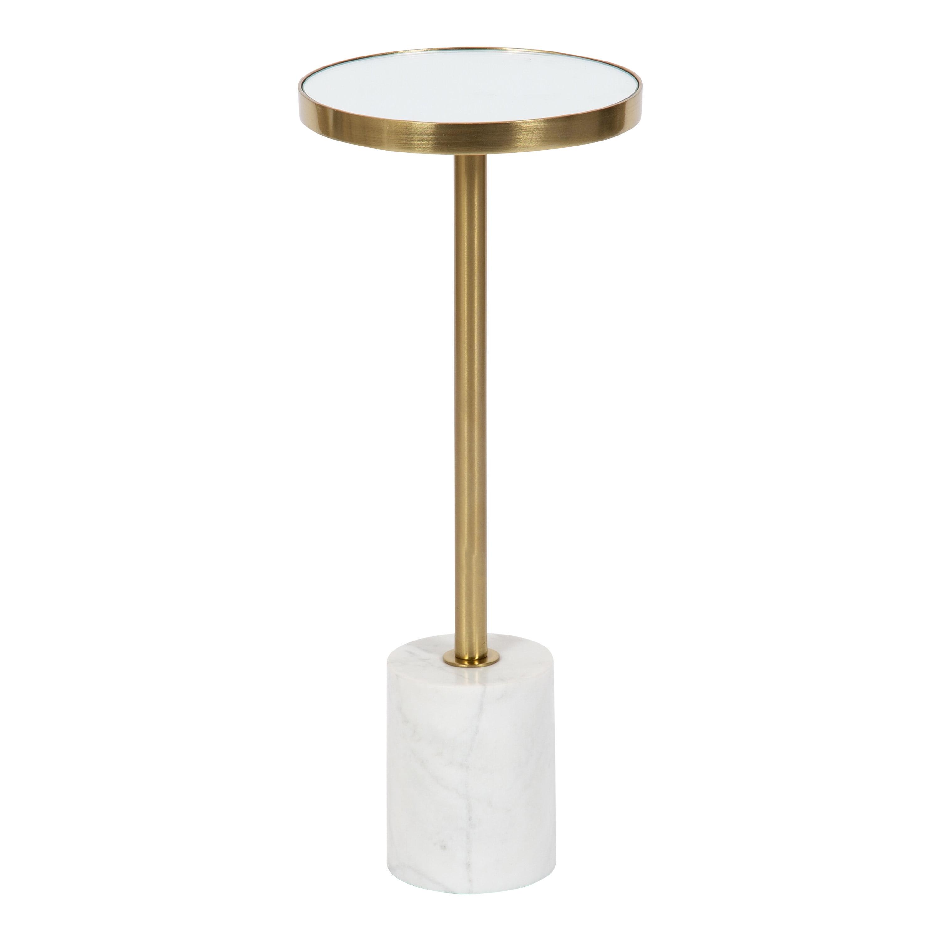 Gold and White Marble Mirrored Drink Table