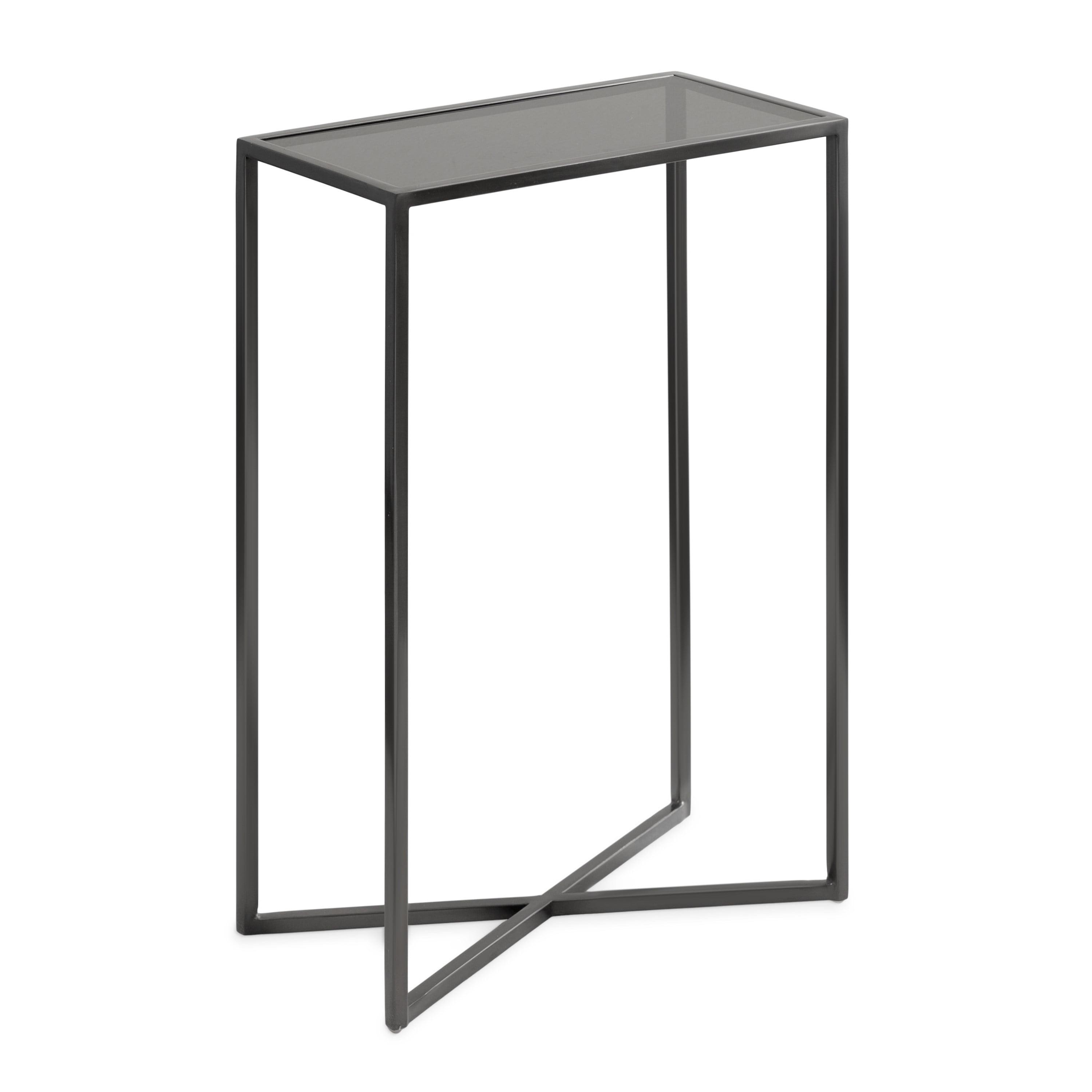 Kate and Laurel Jaspur Rectangle Metal Side Table, 16x8x24, Pewter