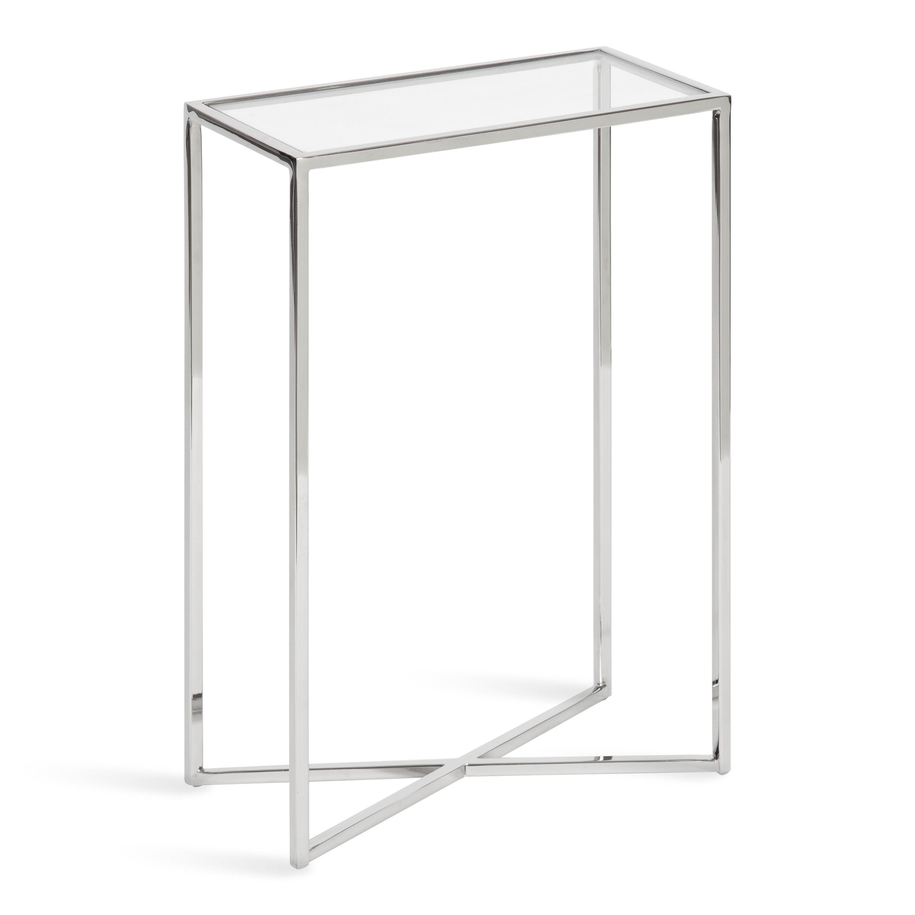 Kate and Laurel Jaspur Rectangle Metal Side Table, 16x8x24, Silver