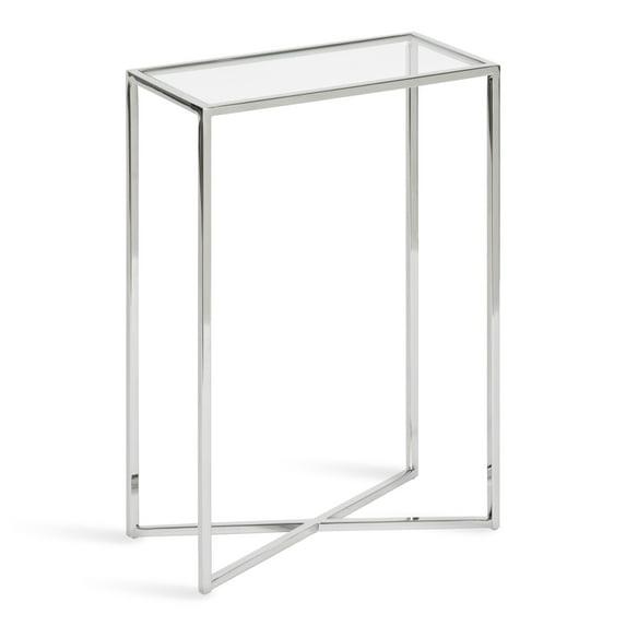 Kate and Laurel Jaspur Rectangle Metal Side Table, 16x8x24, Silver