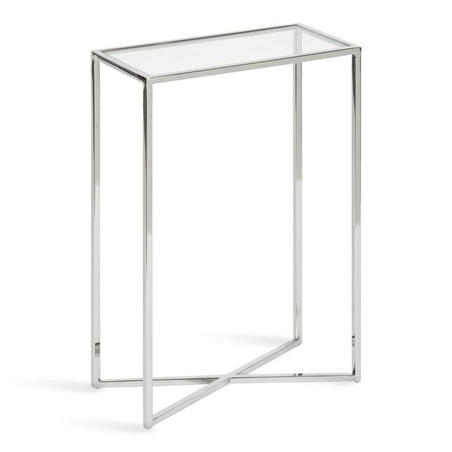 Kate and Laurel Jaspur Rectangle Metal Side Table, 16x8x24, Silver