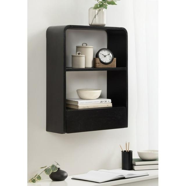 Hokku Designs Wooden Wall Shelf with Storage Drawer