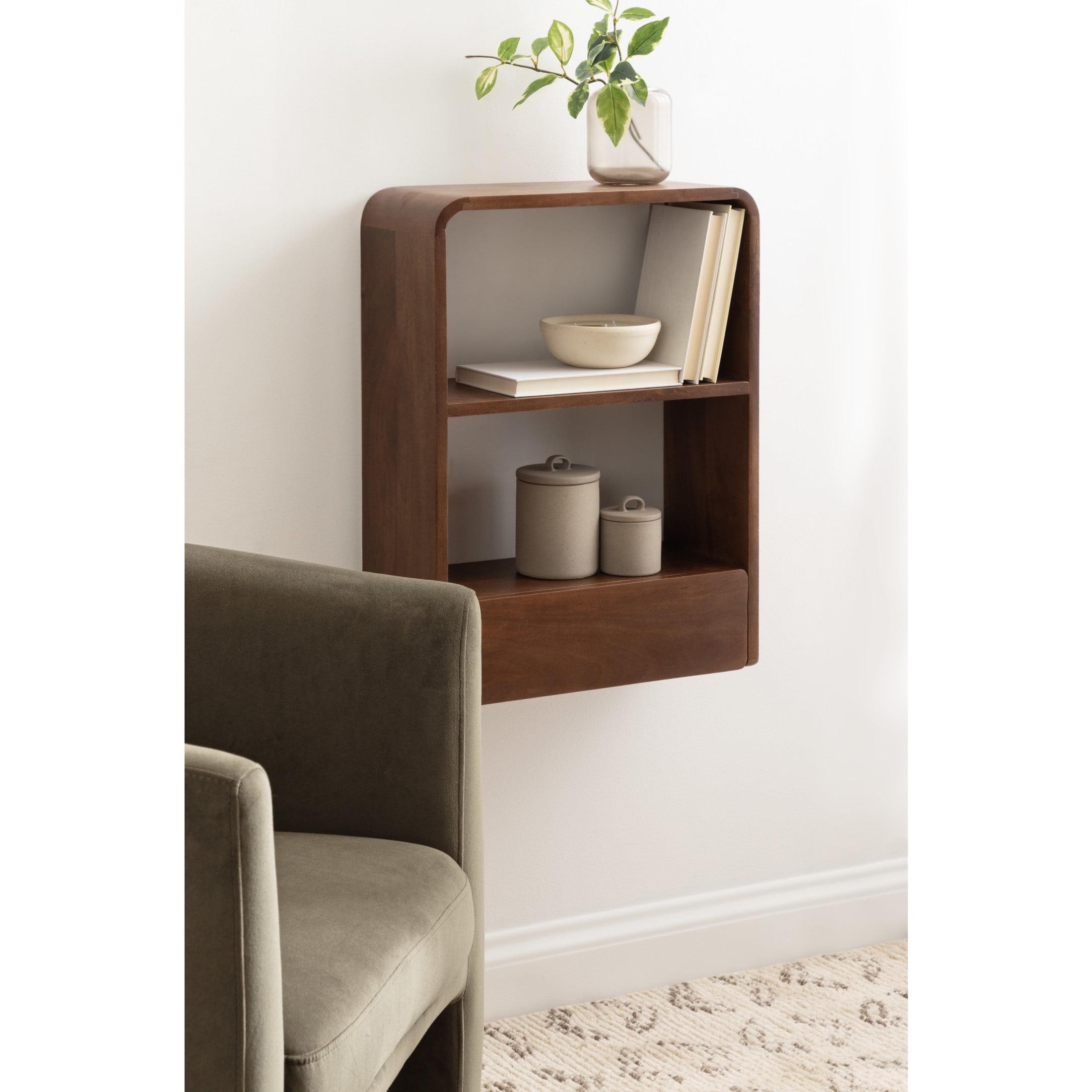 Kate & Laurel All Things Decor 18"x24" Kato Wall Shelf with Drawer Walnut Brown