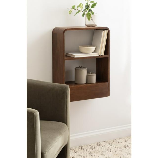 Kate & Laurel All Things Decor 18"x24" Kato Wall Shelf with Drawer Walnut Brown