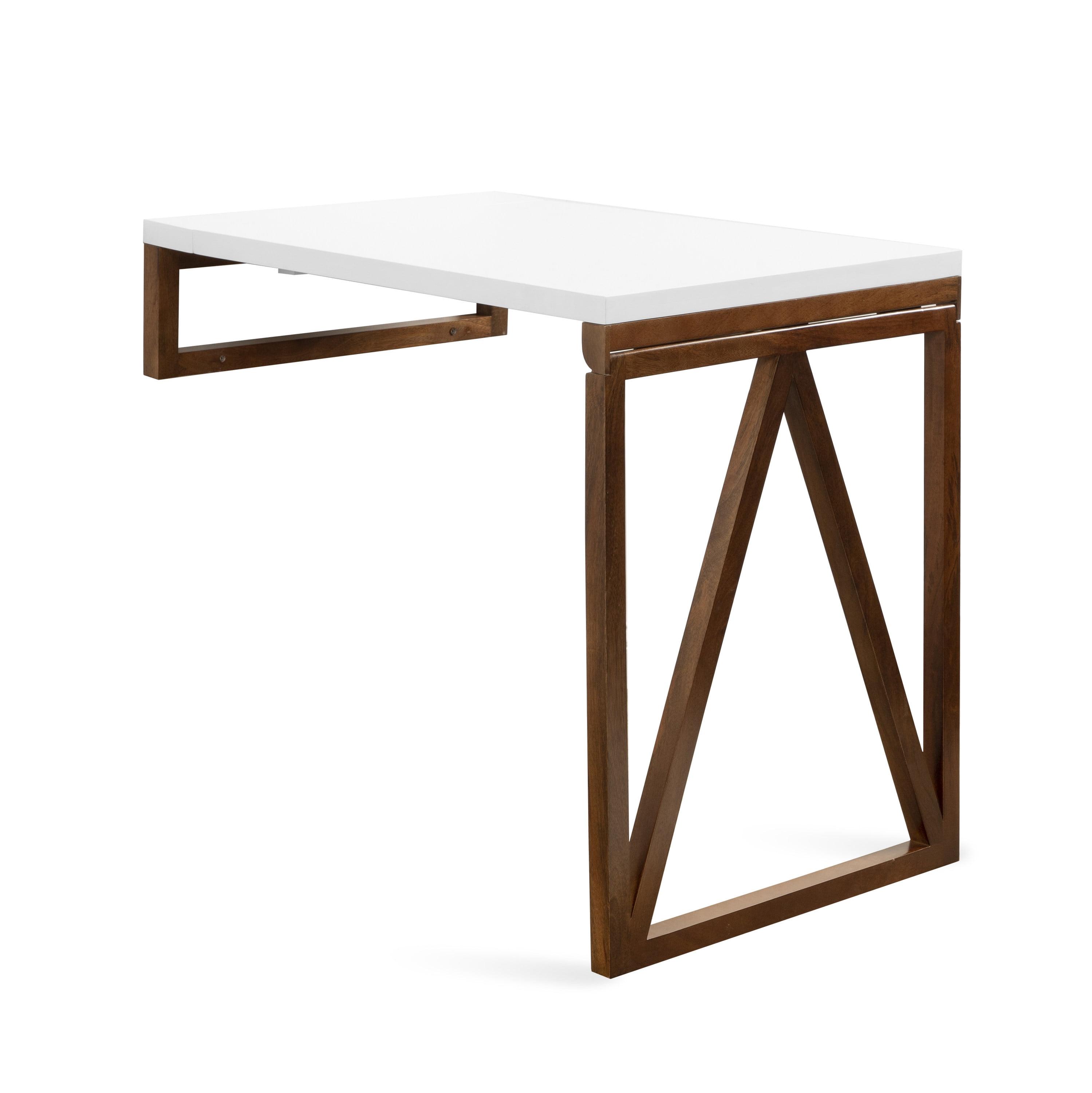 Kate and Laurel Truss Rectangle MDF Dining Table, 24x33x31, White and Walnut