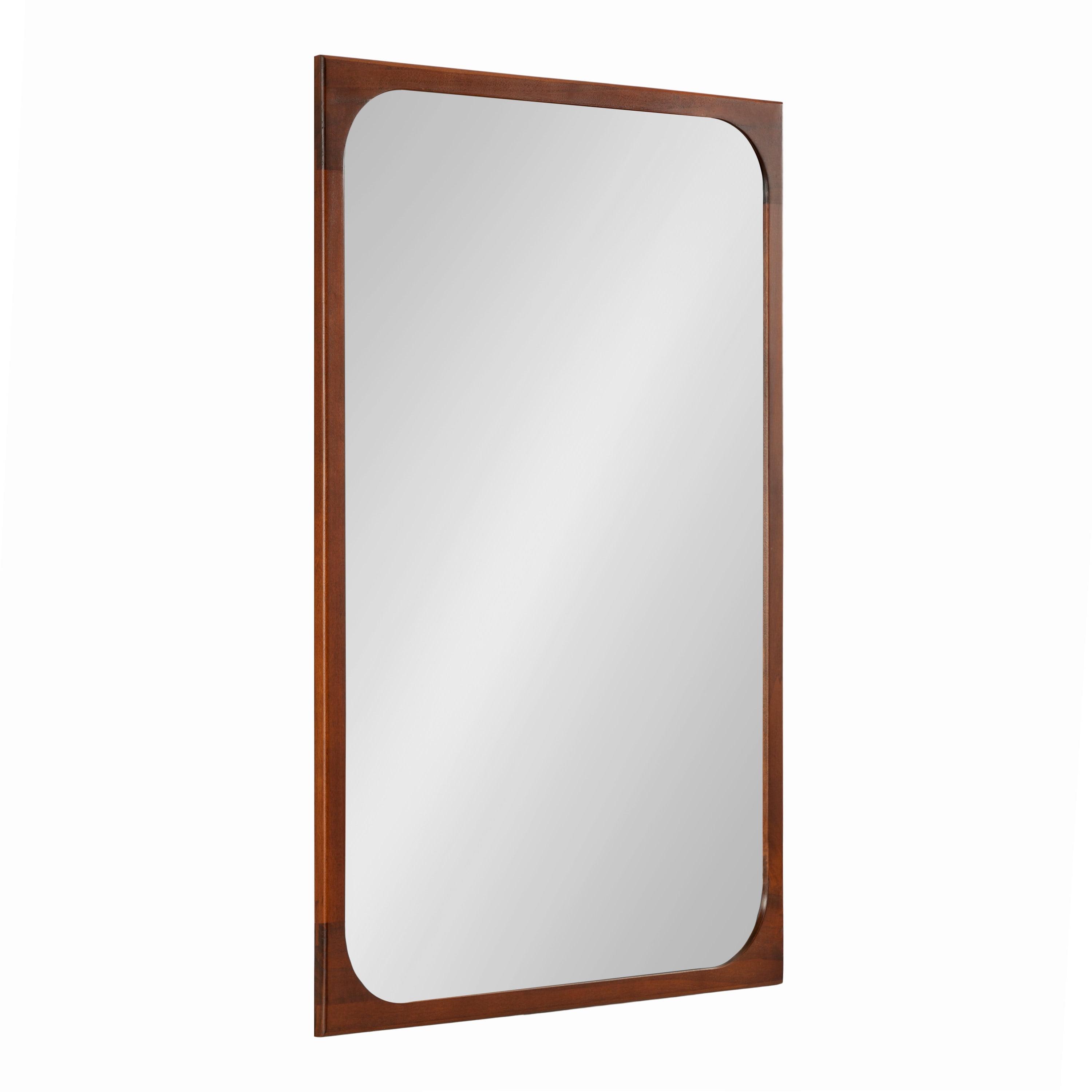 Kate & Laurel All Things Decor 24"x36" Kenai Framed Wall Mirror Walnut Brown: Modern Rectangular Design, No Assembly Required