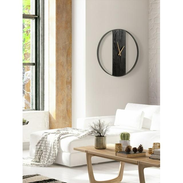 Kate & Laurel All Things Decor 24" Ladd Round Numberless Wall Clock Black