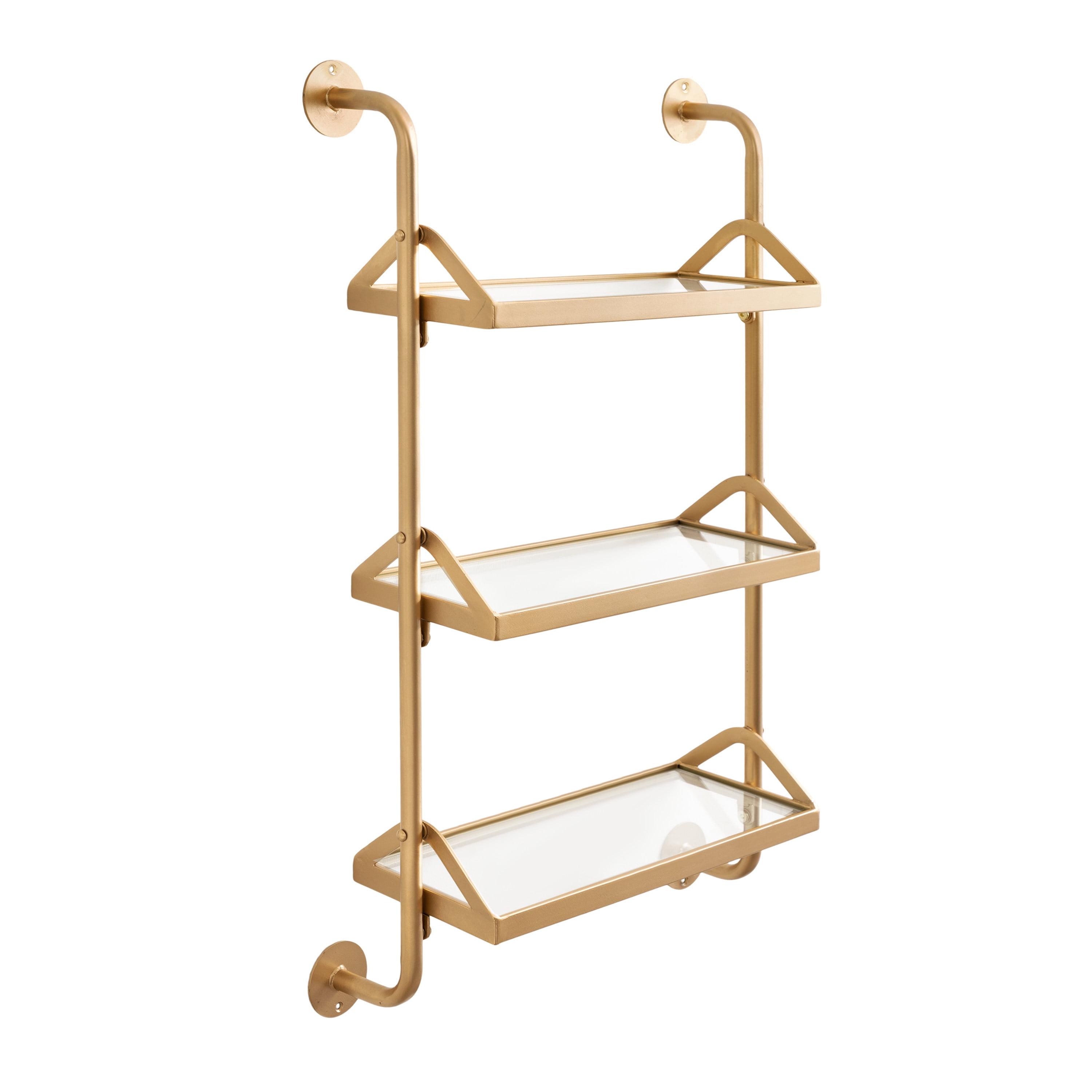 Kate & Laurel All Things Decor 18"x30" Marit Three-Tier Wall Shelf Gold