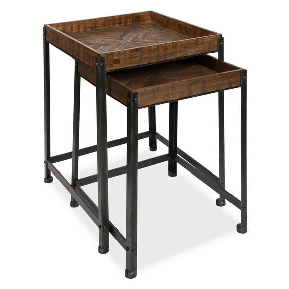 Kate and Laurel Marsh Square Wood Nesting Table, 2 Piece, Rustic Brown