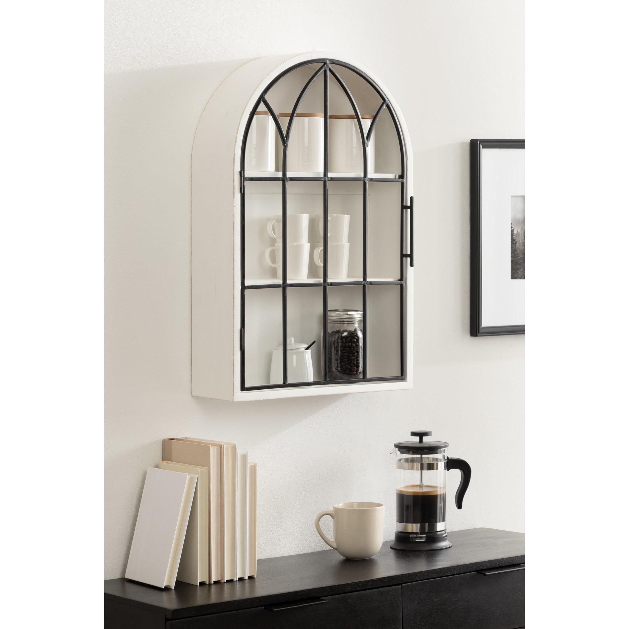 Kate and Laurel Megara Arched Wall Mounted Cabinet, 16x6x24, Black