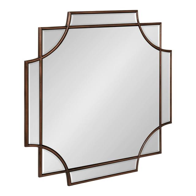 Kate and Laurel Minuette Traditional Square Mirror, 24 x 24, Bronze, Decorative Farmhouse Mirror with Elegant Scalloped Interlocking Geometry With Slim Profile
