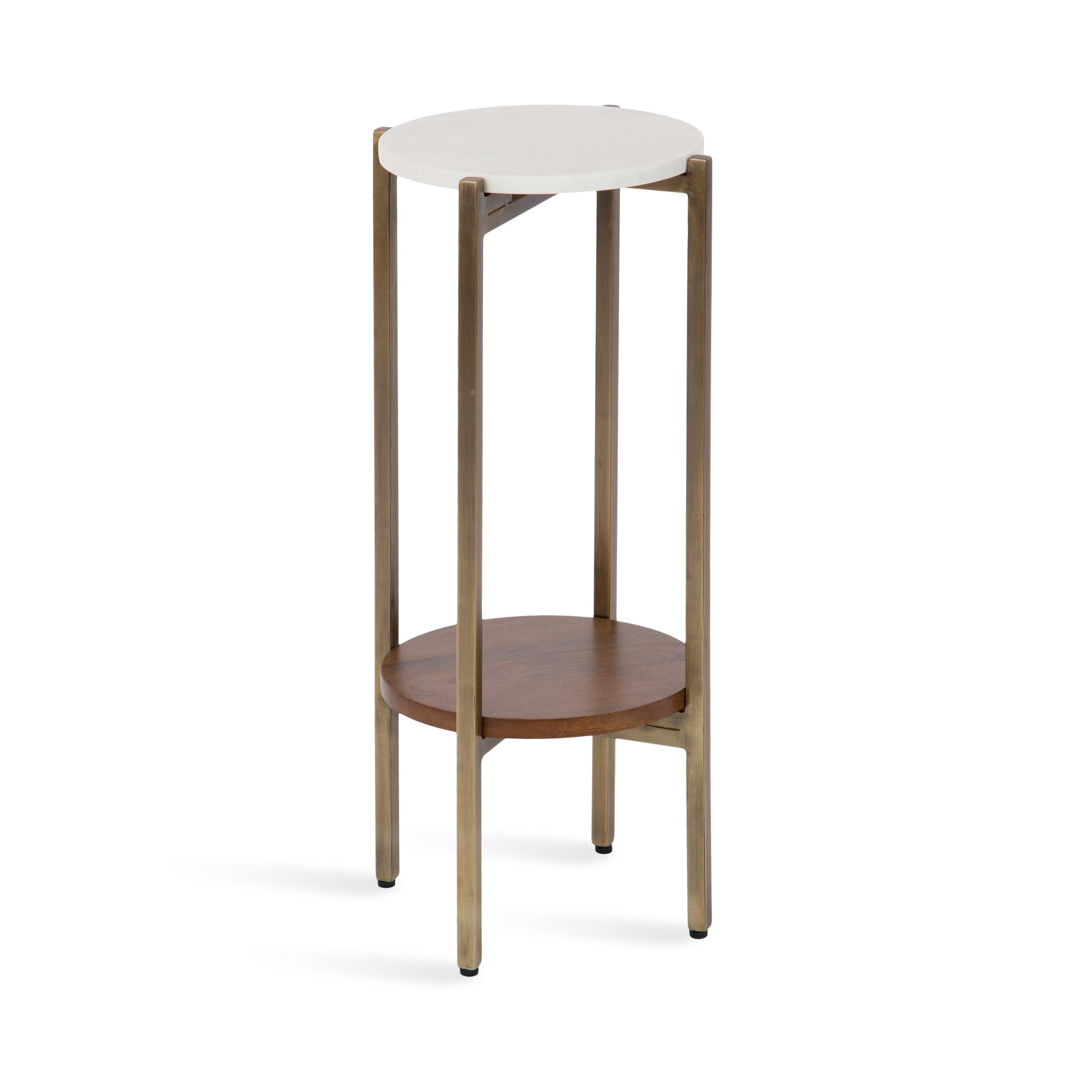 Kate and Laurel Moxley  Metal Tea Table, 11x11x25, Walnut Brown