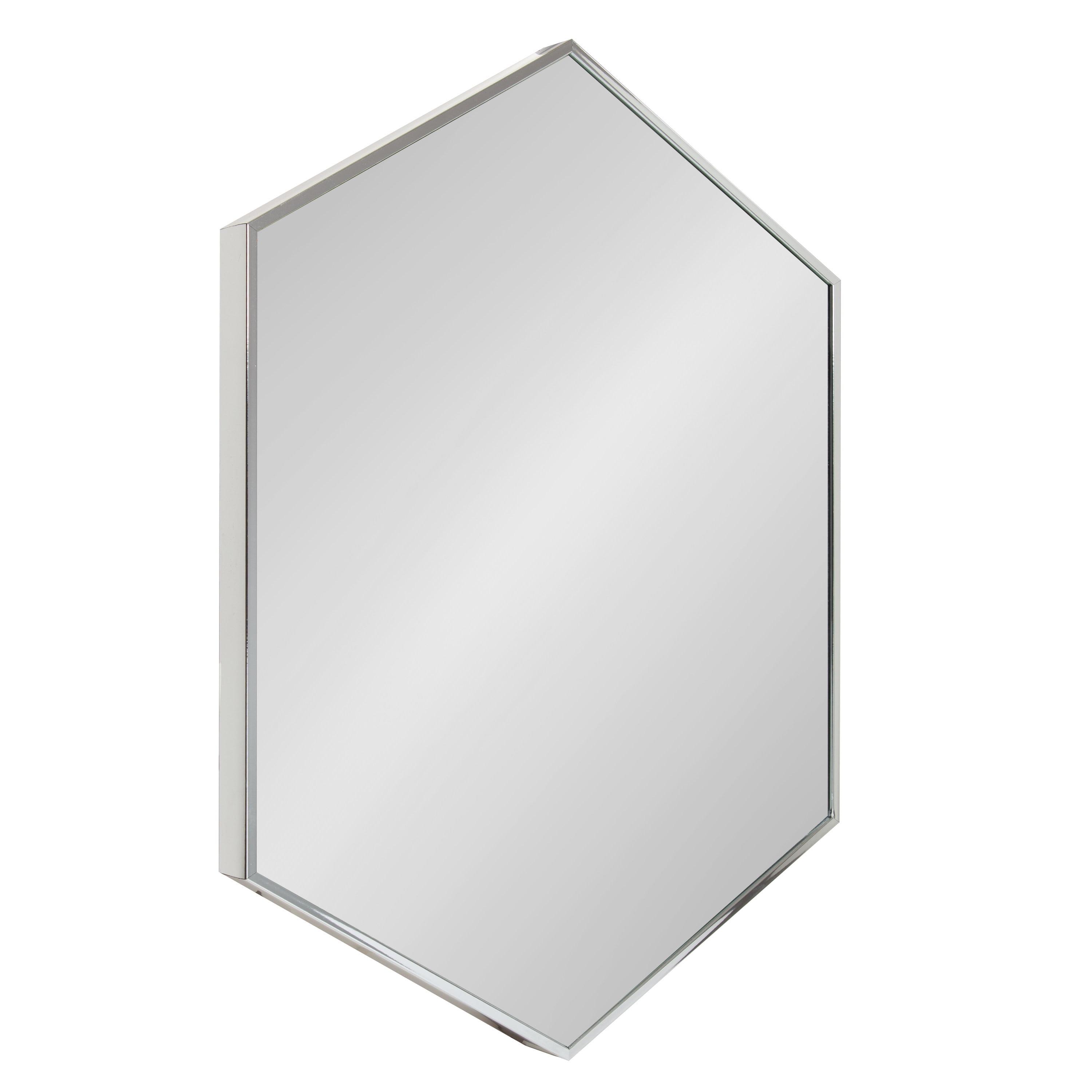 Kate and Laurel Rhodes Modern Hexagon Wall Mirror, 22 x 31, Silver, Decorative Geometric Hexagon MIrror with Chrome Finish for Elegant Contemporary Wall Decor