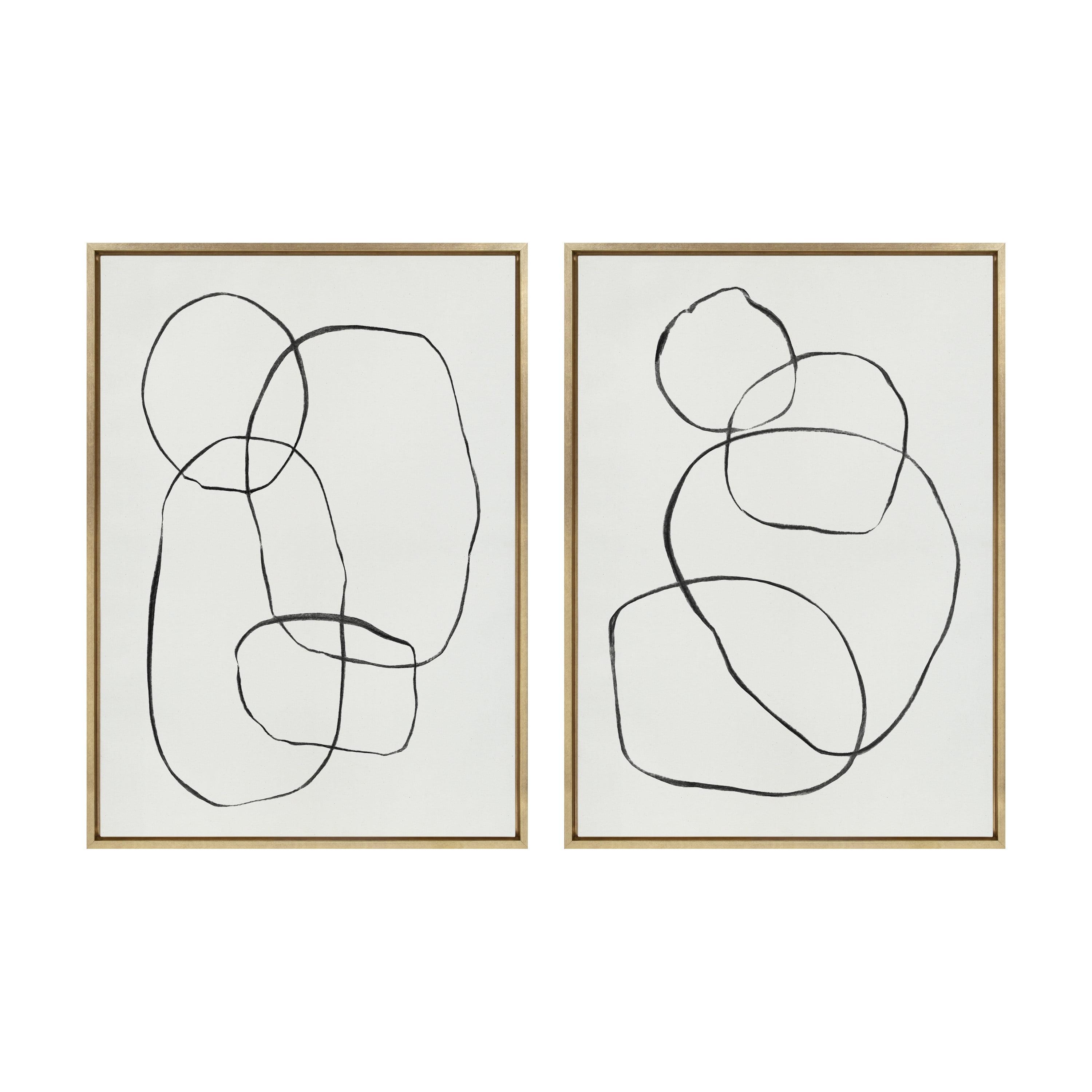 (Set of 2) Sylvie Going in Circles Framed Textured Canvas Set by Teju Reval - Kate & Laurel All Things Decor