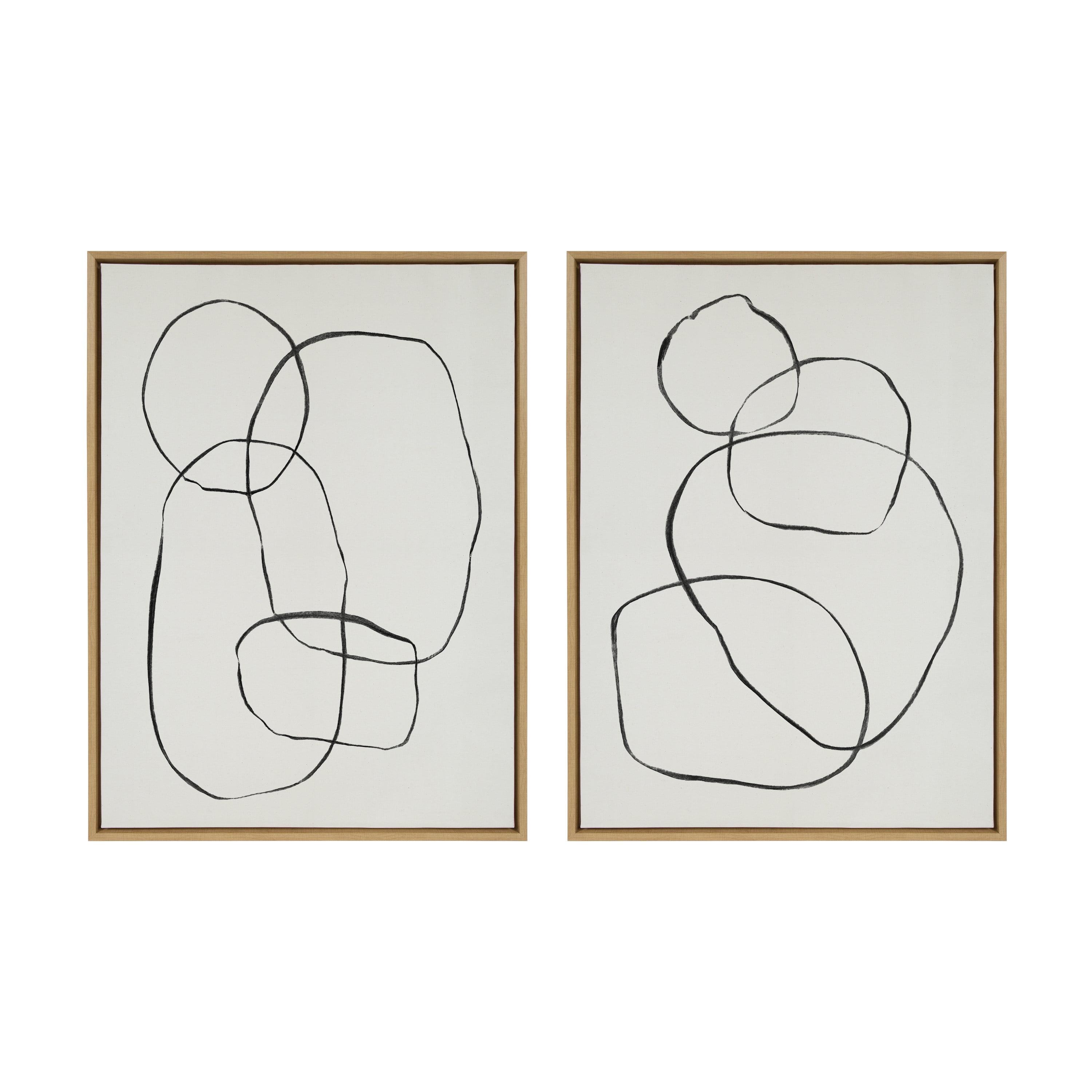 Kate & Laurel All Things Decor (Set of 2) 28"x38" Sylvie Going in Circles Framed Canvas Wall Arts by Teju Reval of SnazzyHues Natural