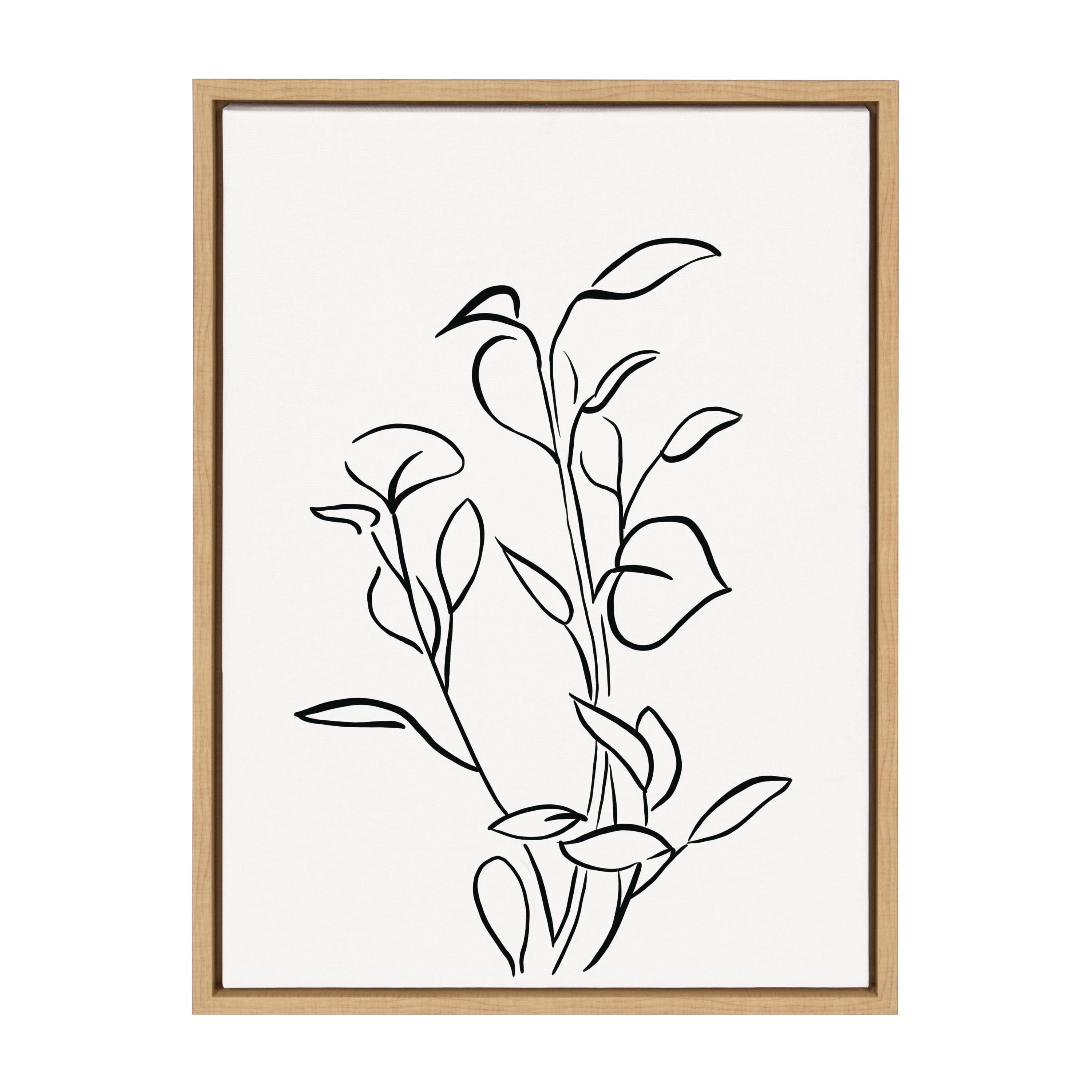 Kate and Laurel Sylvie Botanical Sketch Print No 2 Framed Canvas by The Creative Bunch Studio