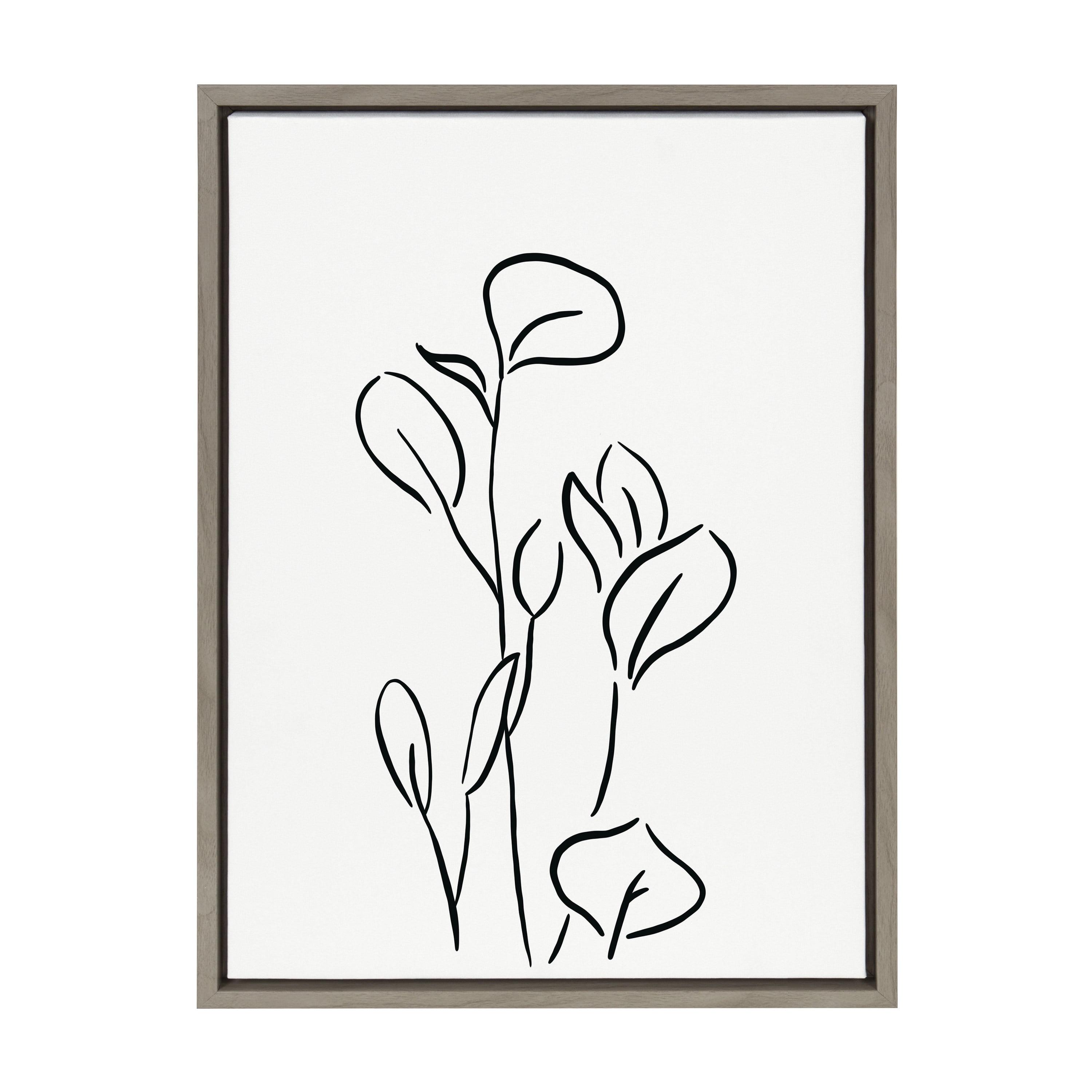 Kate and Laurel Sylvie Botanical Sketch Print No 3 Framed Canvas by The Creative Bunch Studio