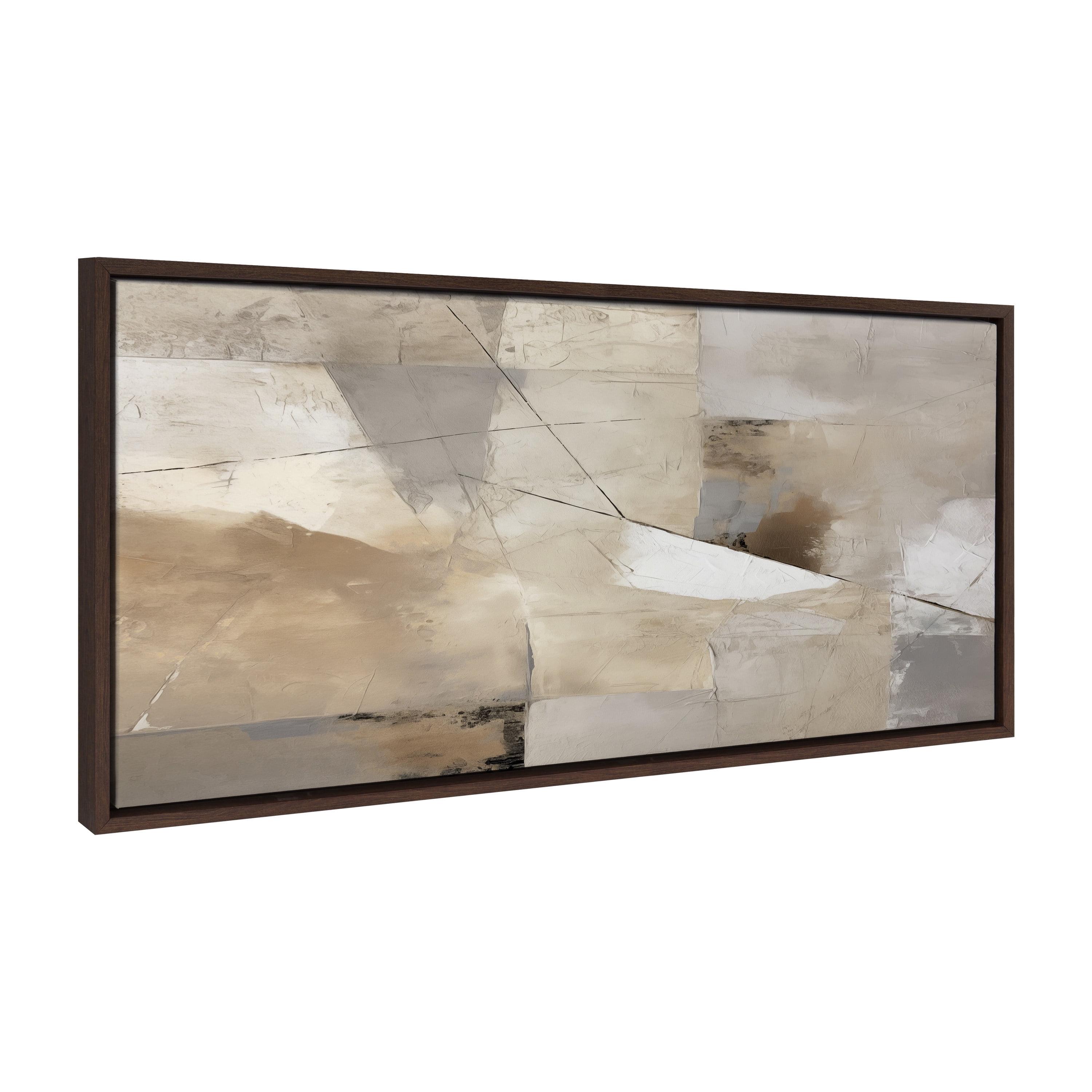 Kate & Laurel All Things Decor 18"x40" Sylvie Contemporary Neutral Textured Abstract Framed Canvas by The Creative Bunch Studio Brown