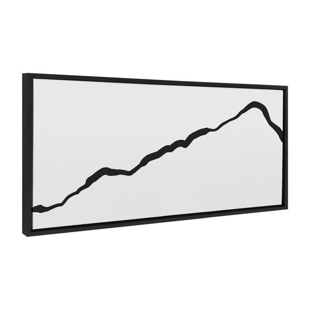 Kate and Laurel Sylvie Elevated Abstract Minimalist Mountain Landscape Framed Canvas Wall Art by The Creative Bunch Studio, 18x40 Black, Minimal Mountainous Landscape Art for Wall