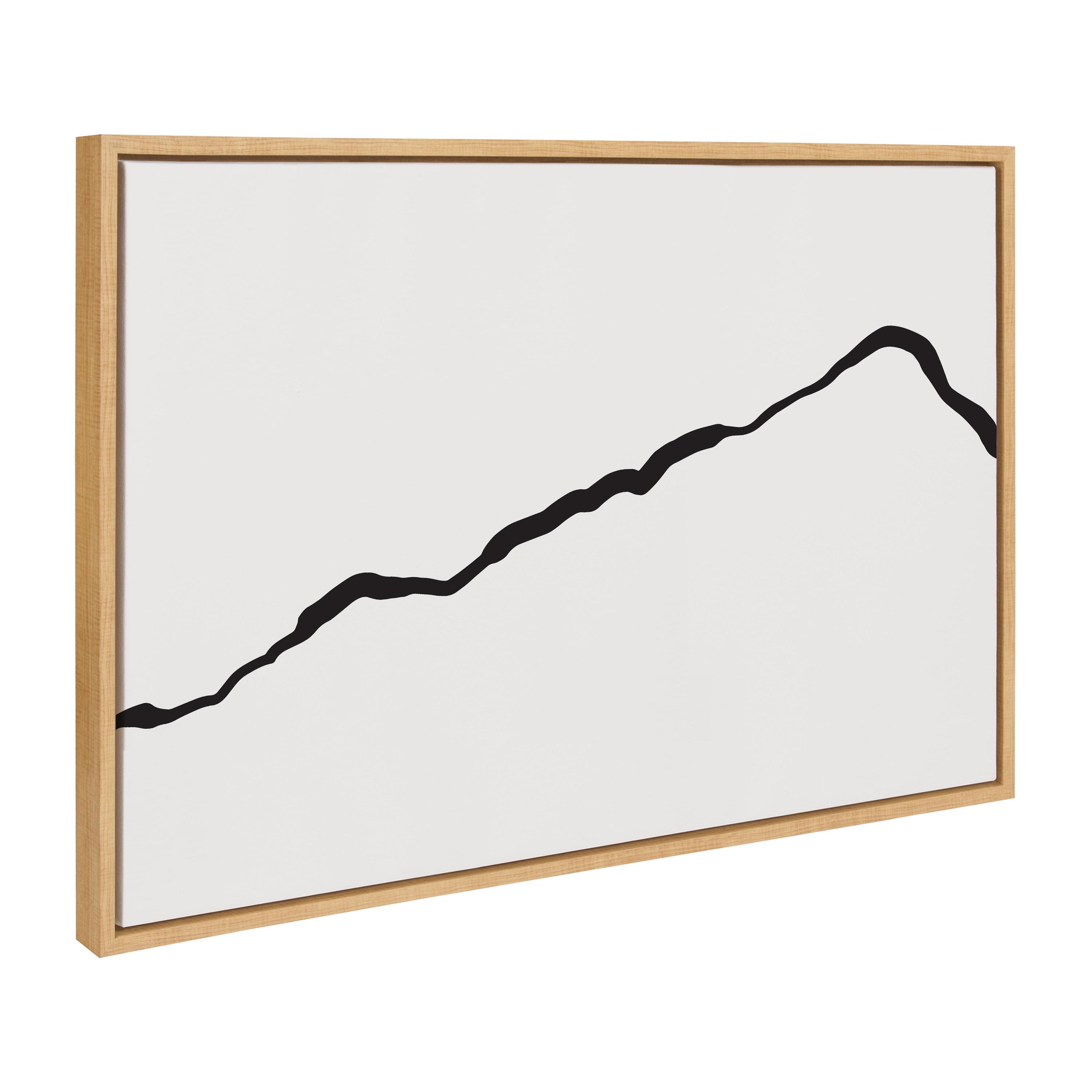 Natural Framed Abstract Minimalist Mountain Canvas Wall Art, 23x33