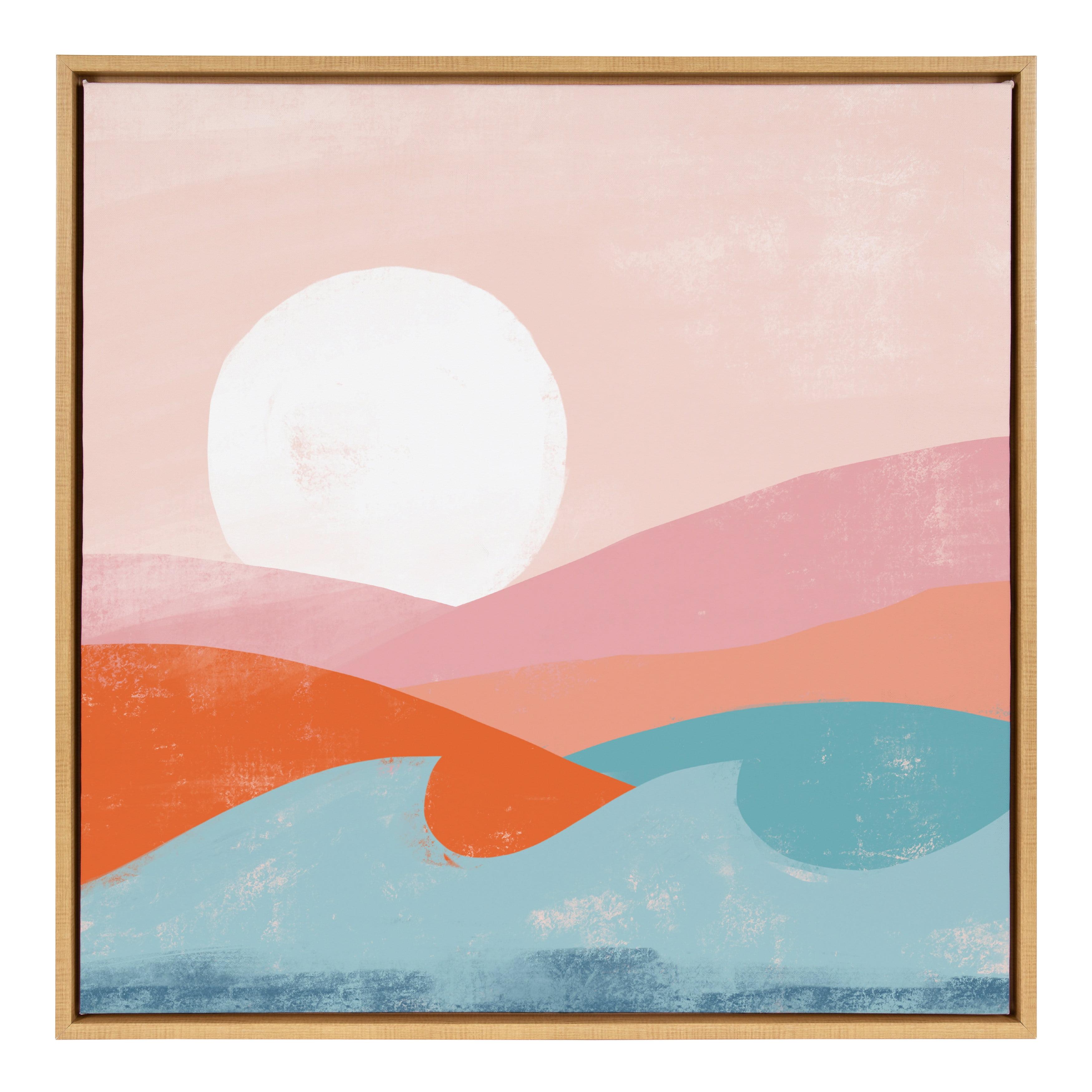 30" x 30" Sylvie Endless Summer Framed Canvas By Kate Aurelia Holloway Natural - Kate and Laurel: Modern Beach Scene Wall Decor