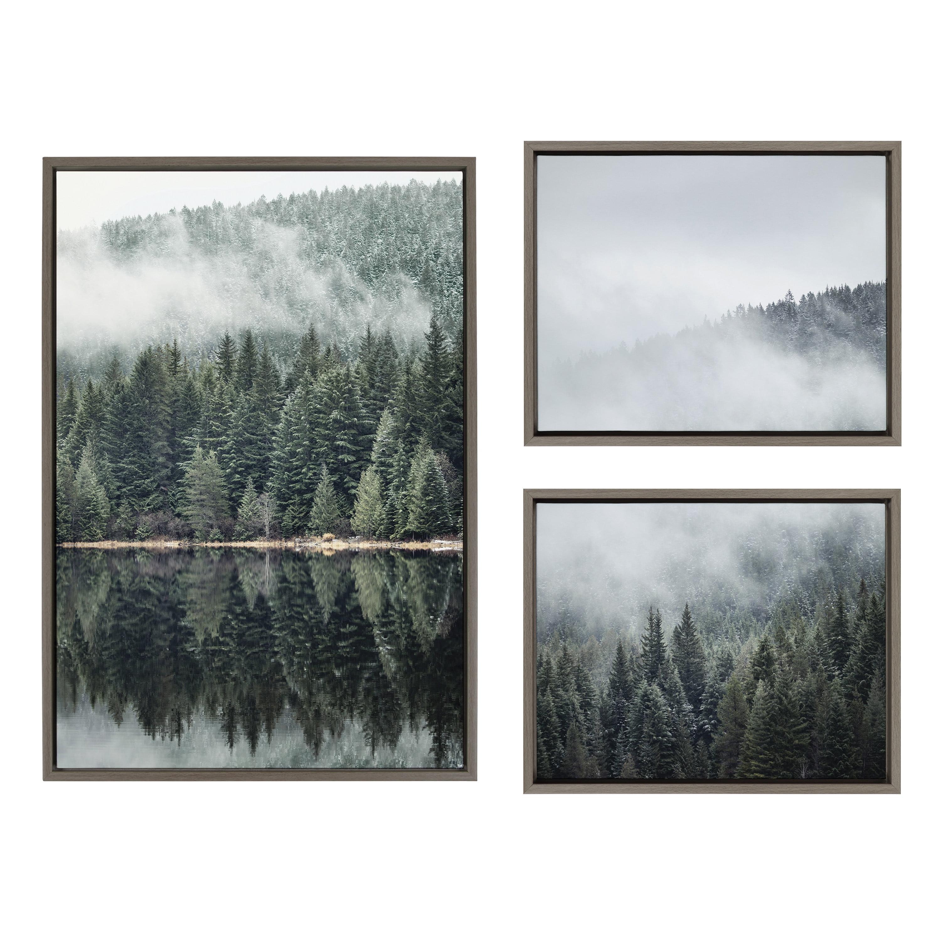 (Set of 3) Sylvie Evergreen Reflections in Fog Canvas Art Set by F2 Images - Kate & Laurel All Things Decor