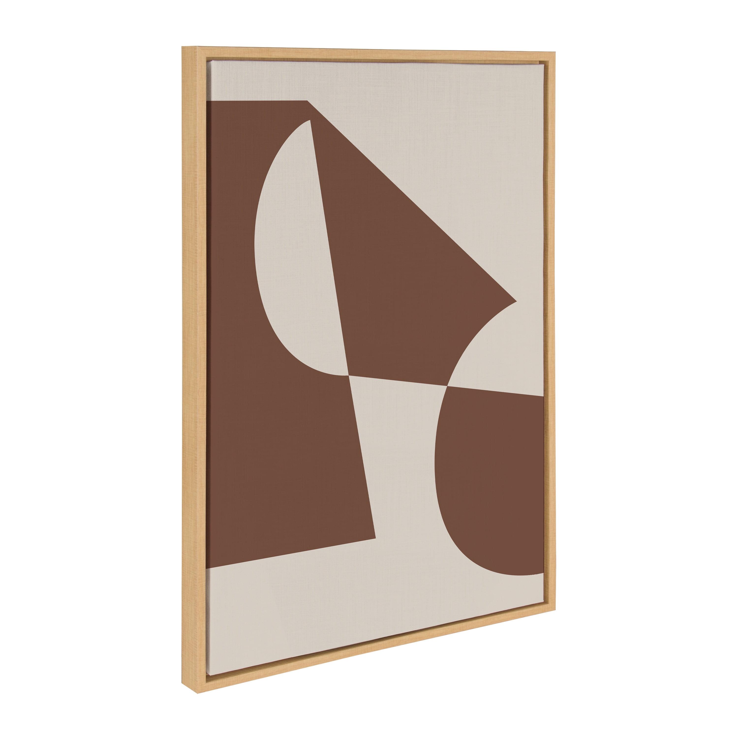 Brown and Beige Abstract Canvas Wall Art with Natural Frame, 23x33