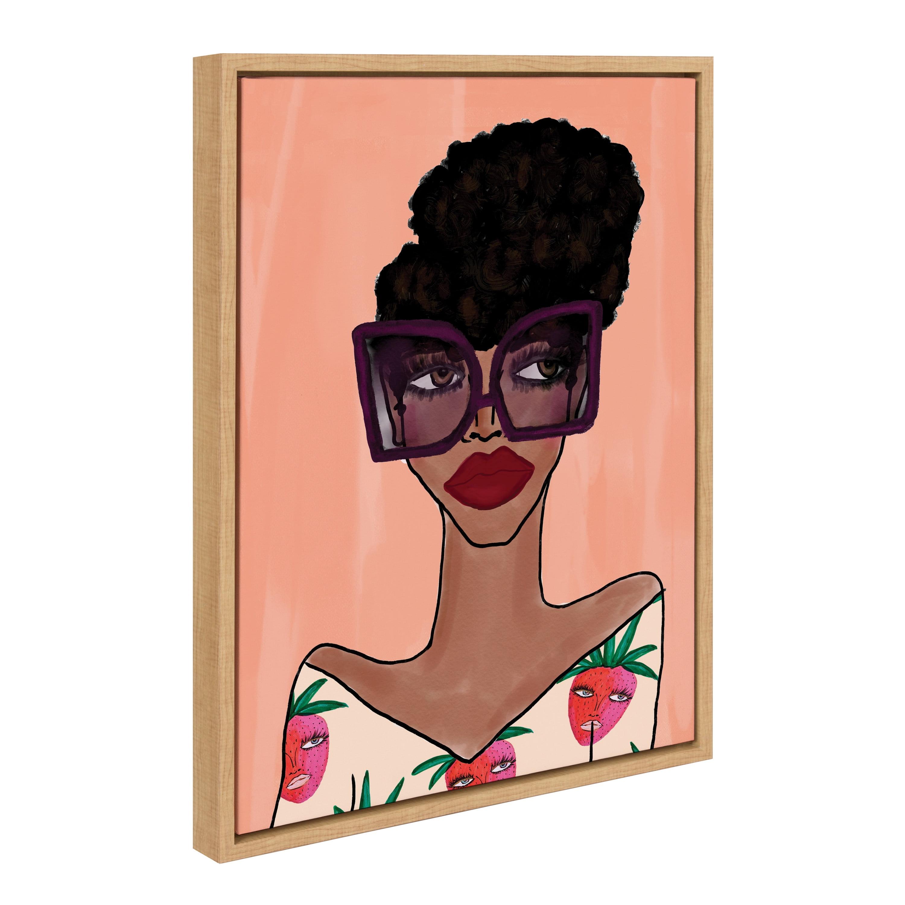 Natural Framed Fashion Girl Canvas Wall Art, 18x24