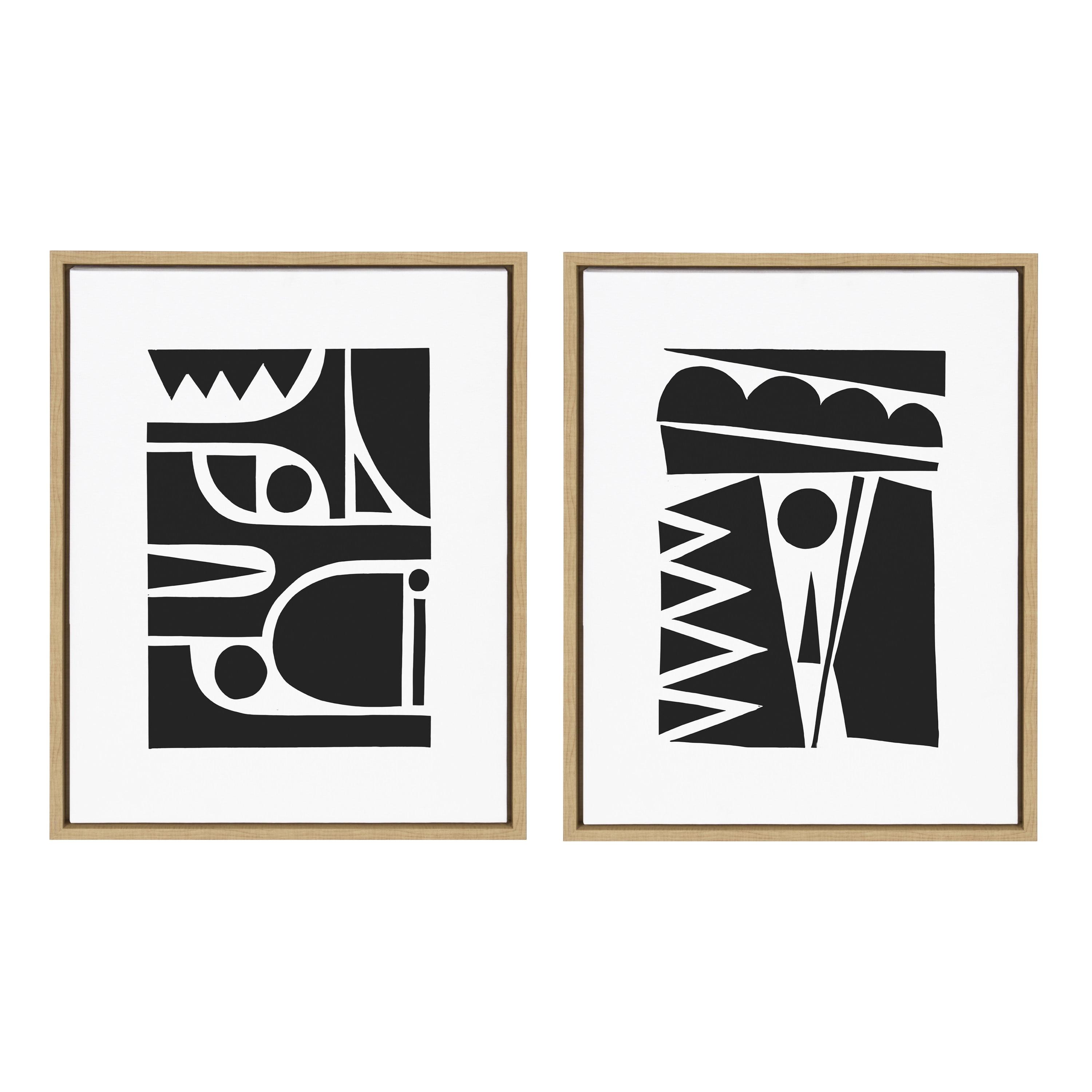 18" x 24" (Set of 2) Sylvie Geometric by Statement Goods Framed Wall Canvas Set - Kate & Laurel All Things Decor