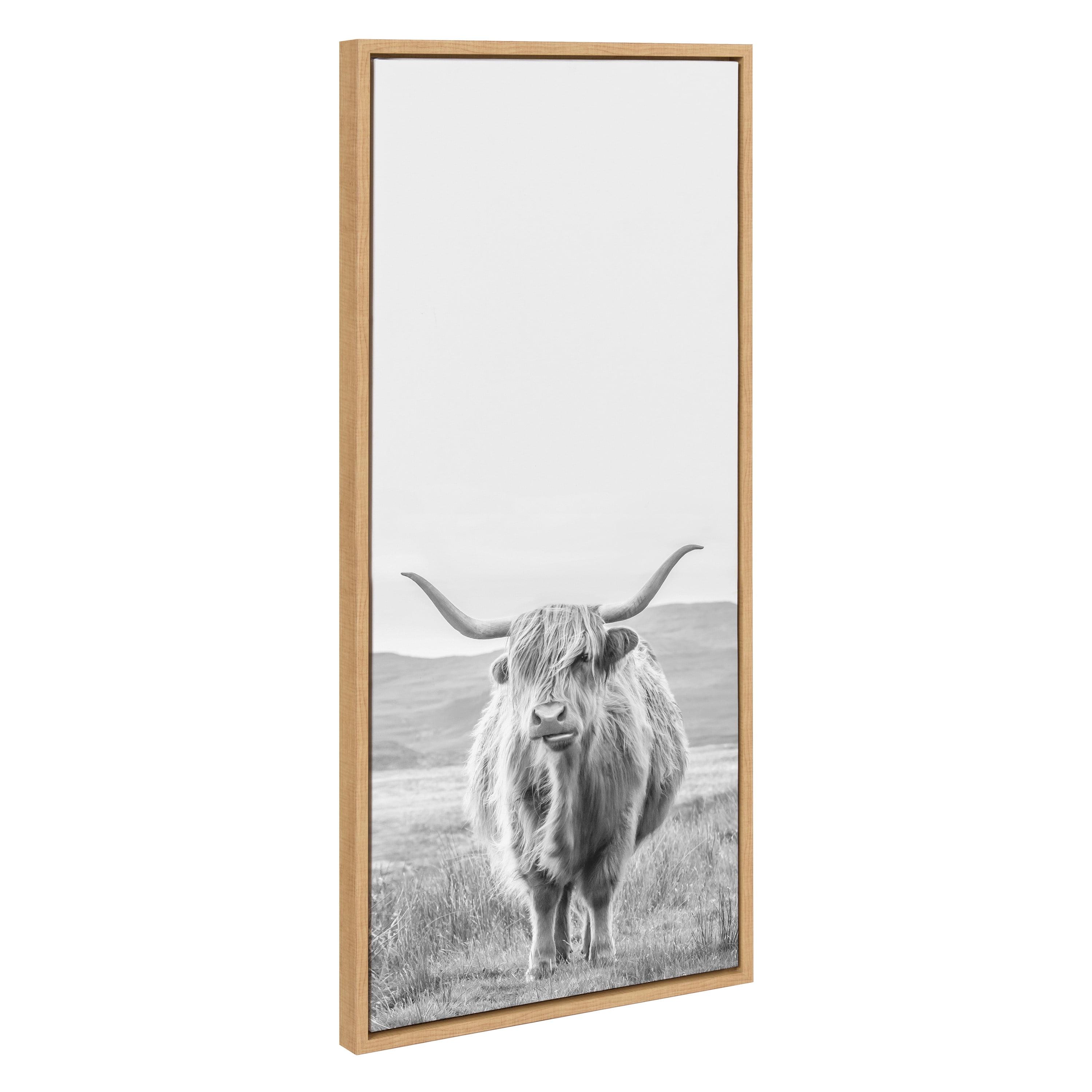 Sylvie Highland Cow Landscape BW Framed Canvas by Creative Bunch - Kate & Laurel All Things Decor