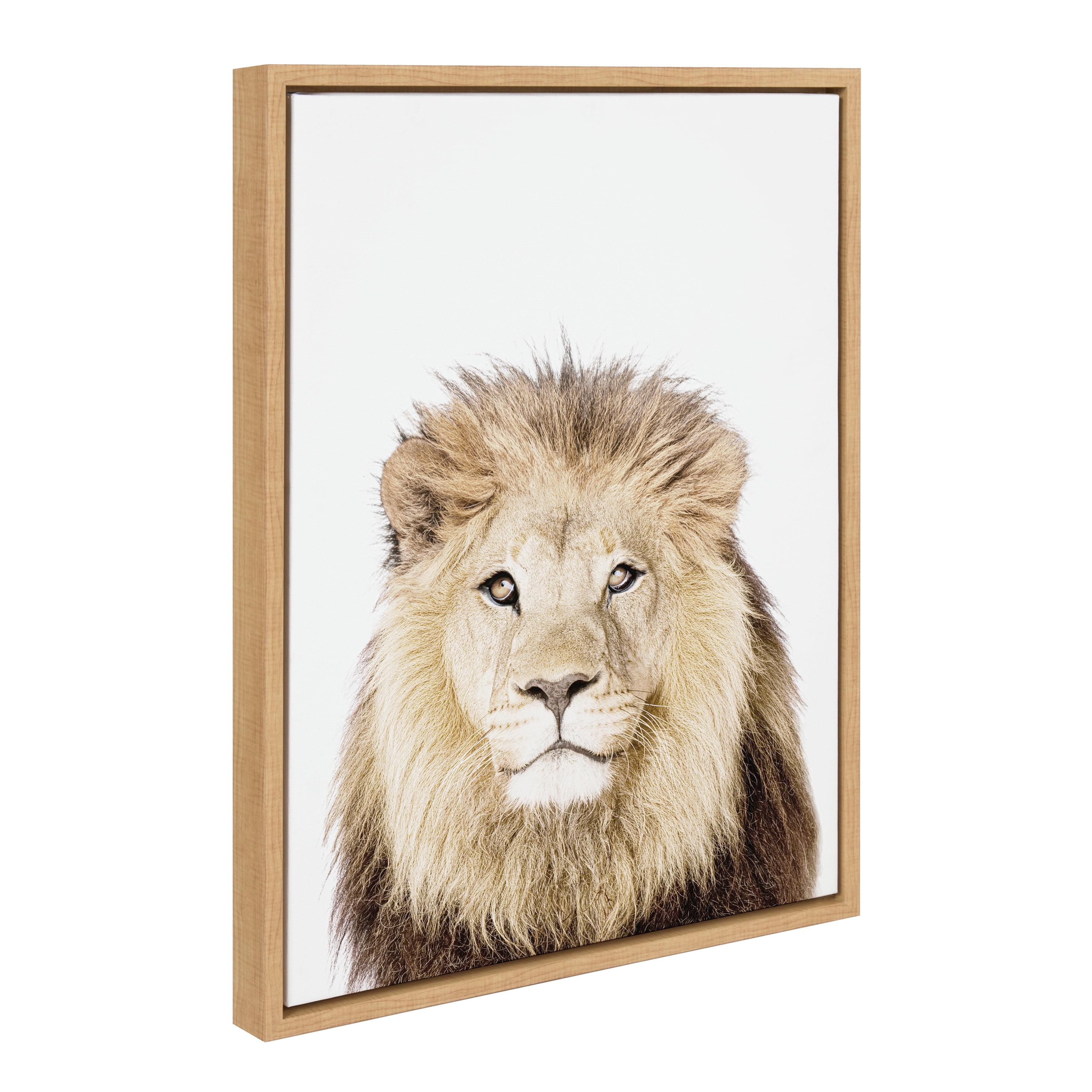 18"x24" Sylvie Lion Thinking Portrait Framed Canvas by Amy Peterson - Kate & Laurel All Things Decor