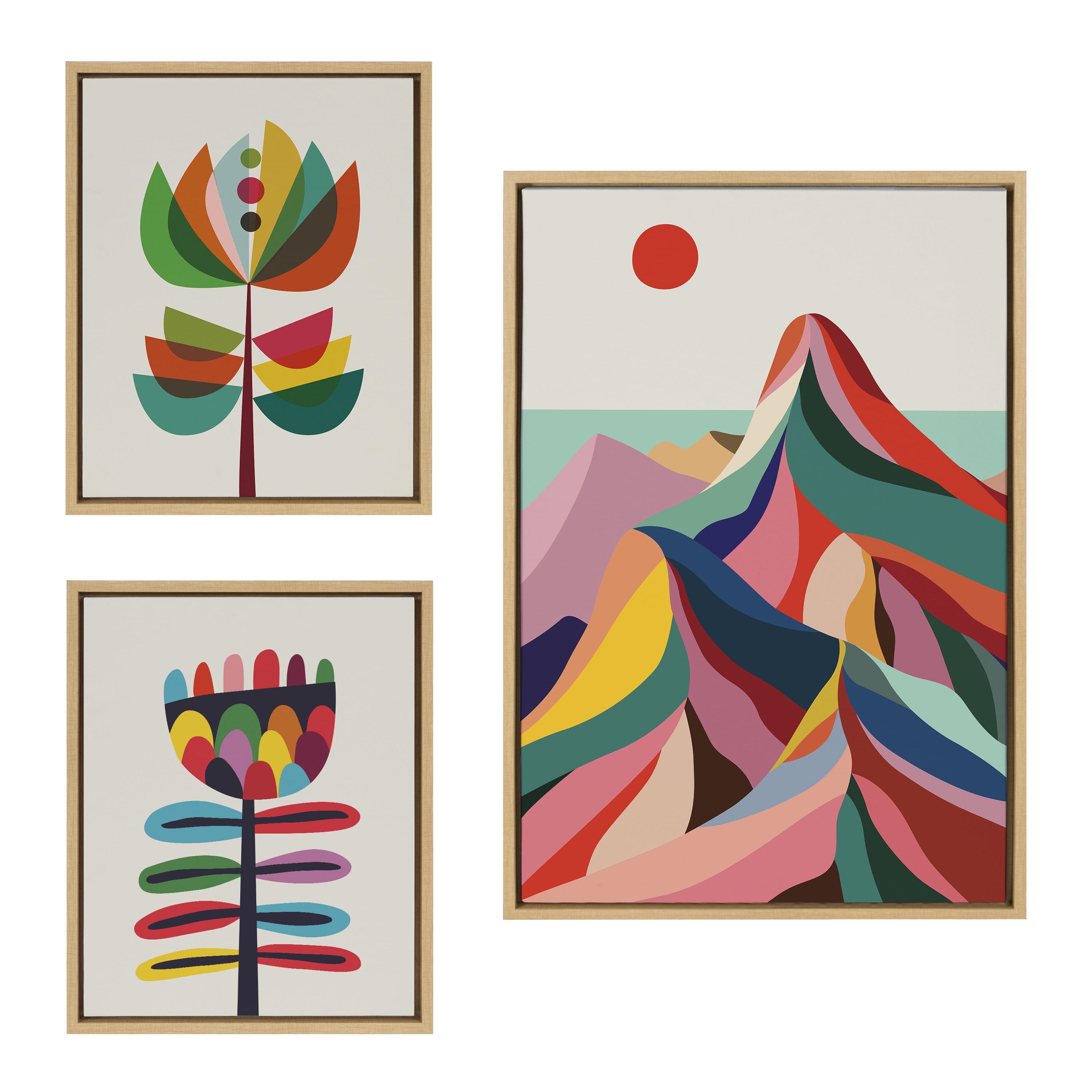 Kate & Laurel All Things Decor: Sylvie MCM Art Set, Rachel Lee, Floating Frame, Home Decor